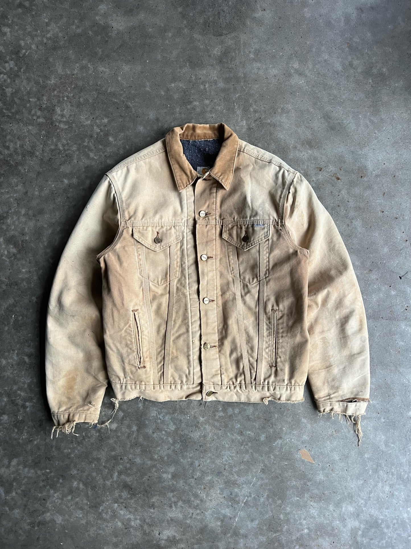 Vintage Tan Flannel Lined Trucker Carhartt Jacket - L