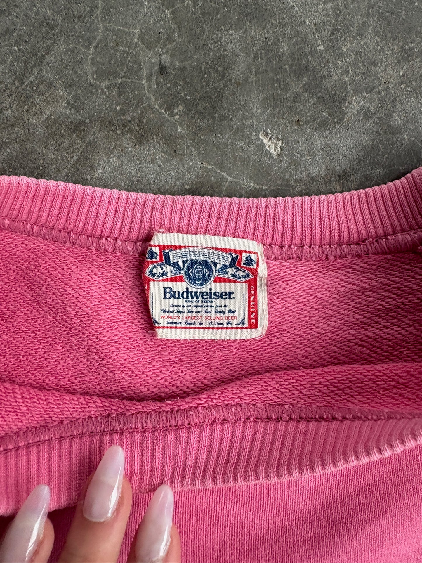 Vintage Faded Pink Budweiser Distressed Crew - M