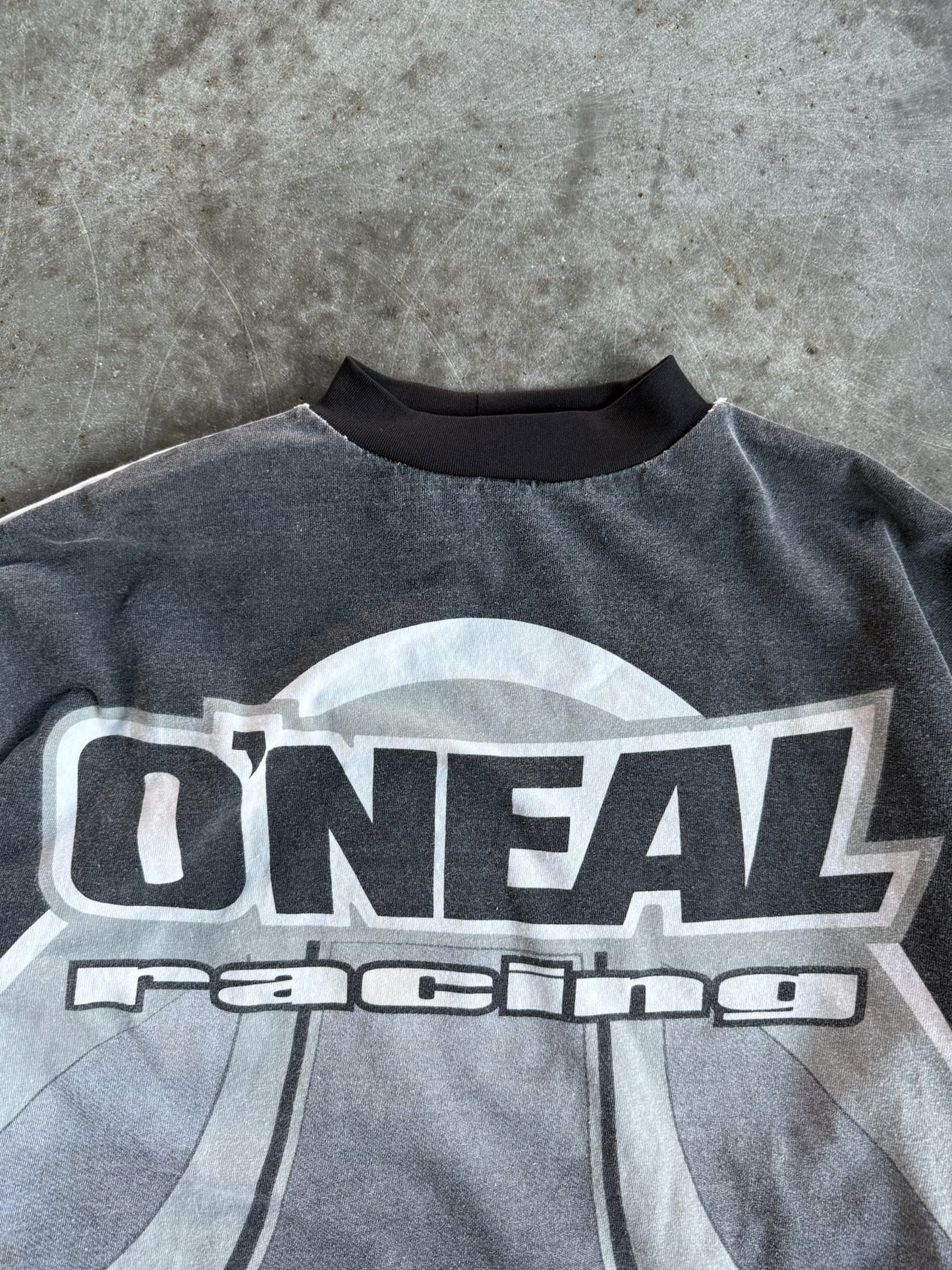 Vintage Cropped Black/Grey O’Neal Racing Long Sleeve Jersey - L