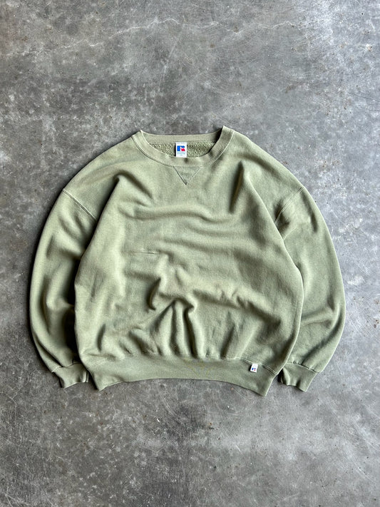 Vintage Olive Green Blank Russell Crew - XXL