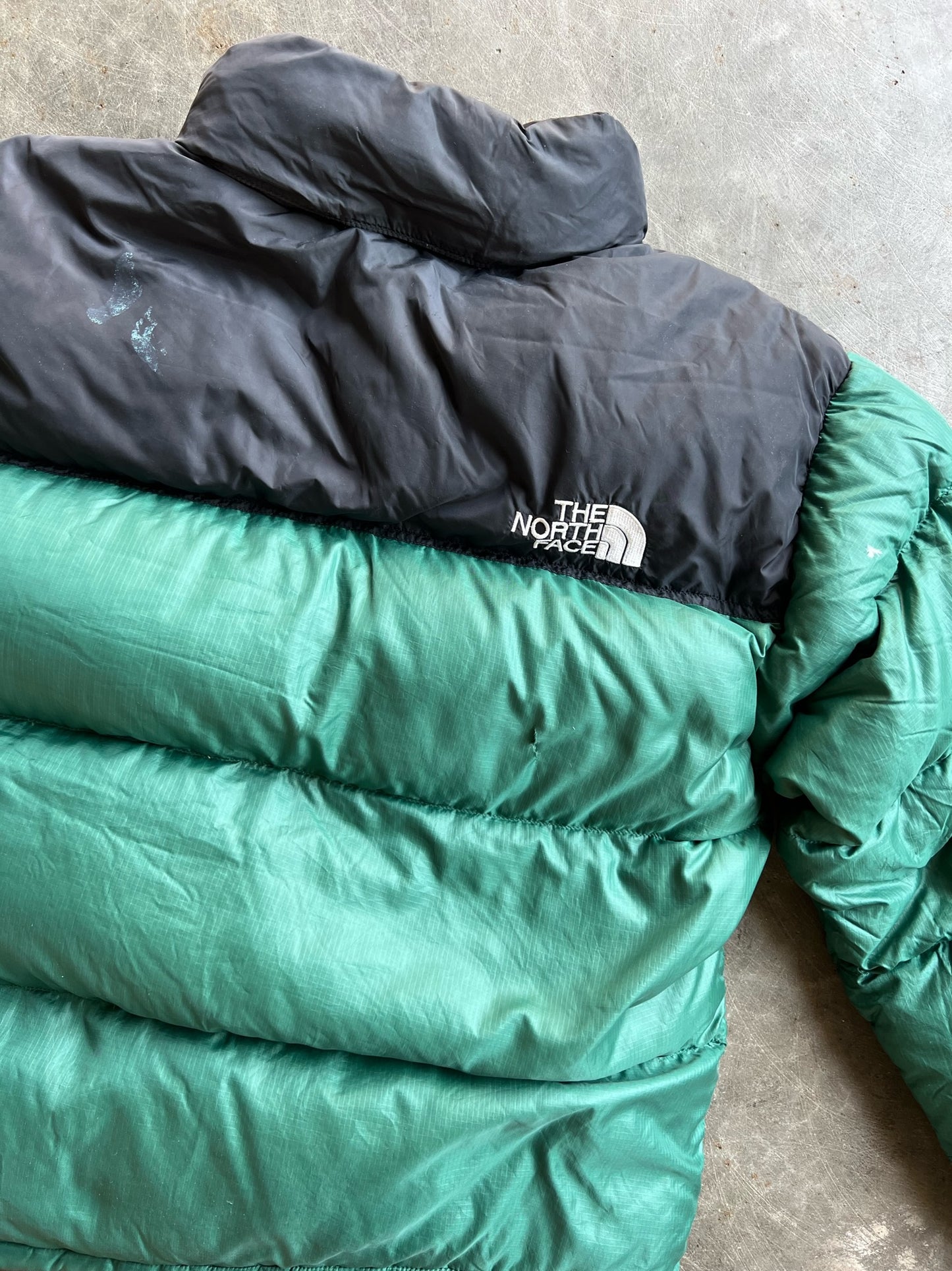 Vintage Green North Face Zip Up Puffer - M