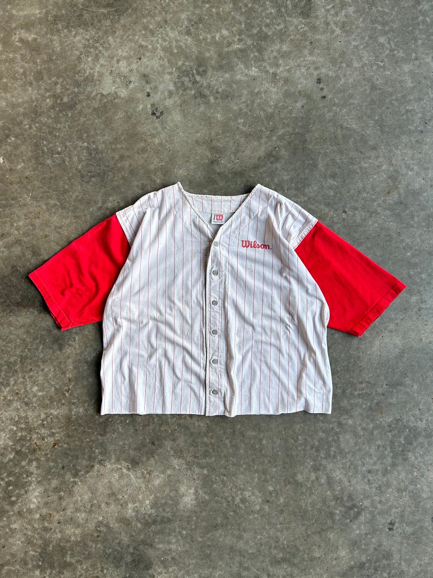 Vintage Wilson Crop Pinstripe Button Down Jersey - XL