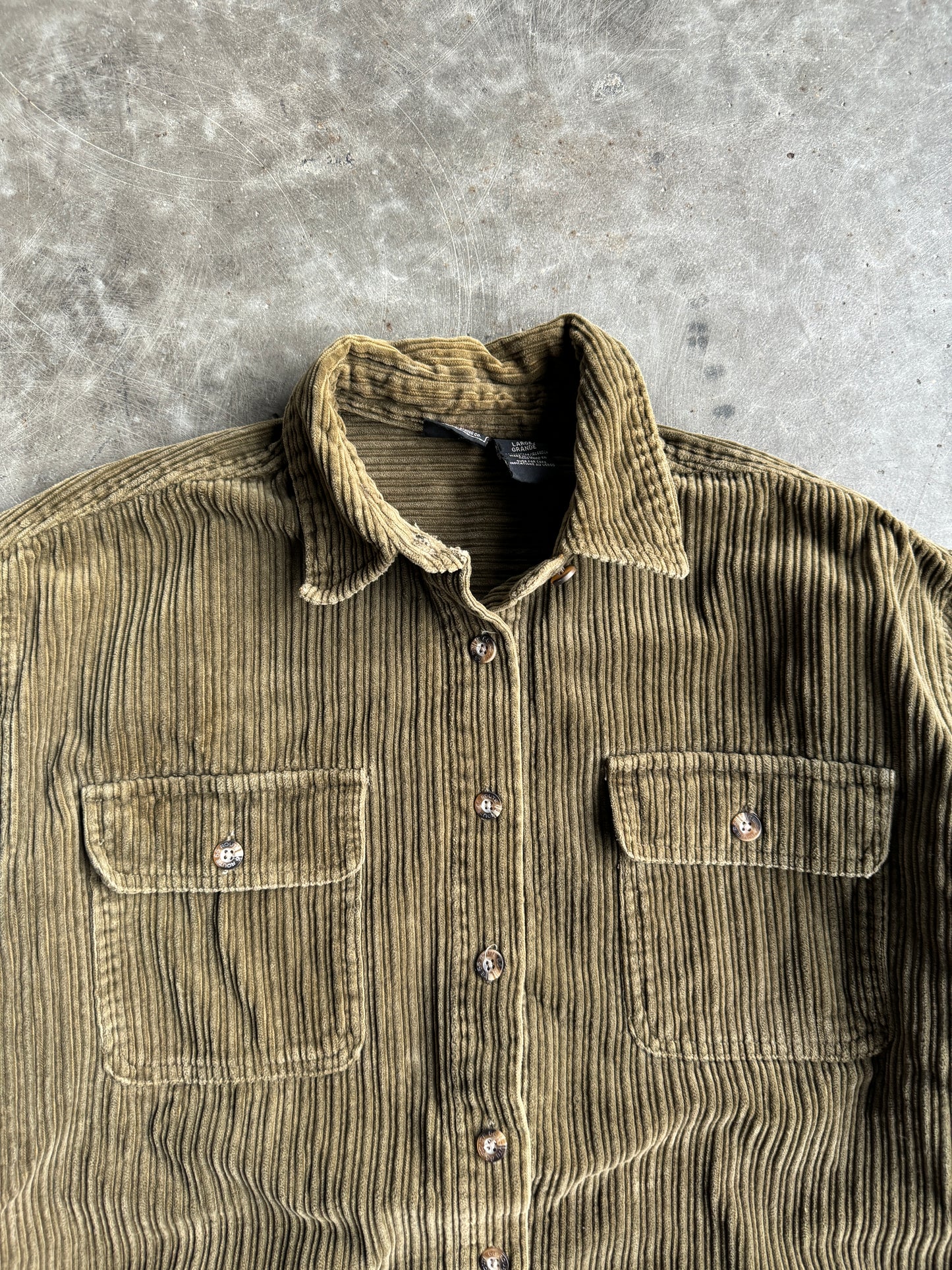 Vintage Route 66 Green Corduroy Button Up - L