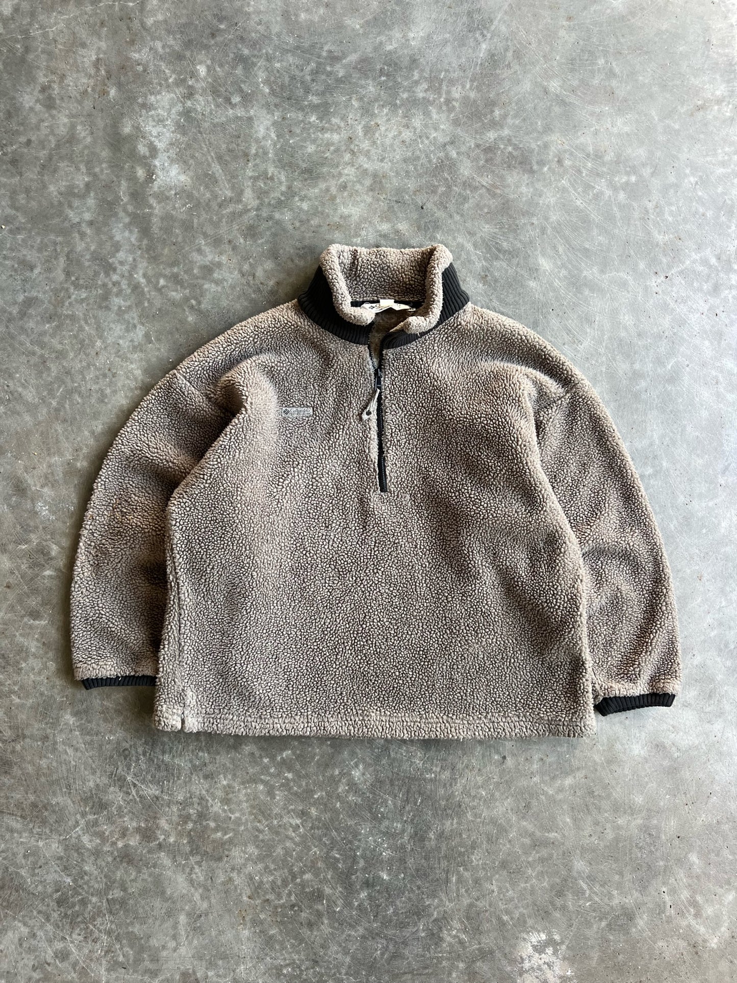 Vintage Brown Fleece Columbia Quarter Zip - XL