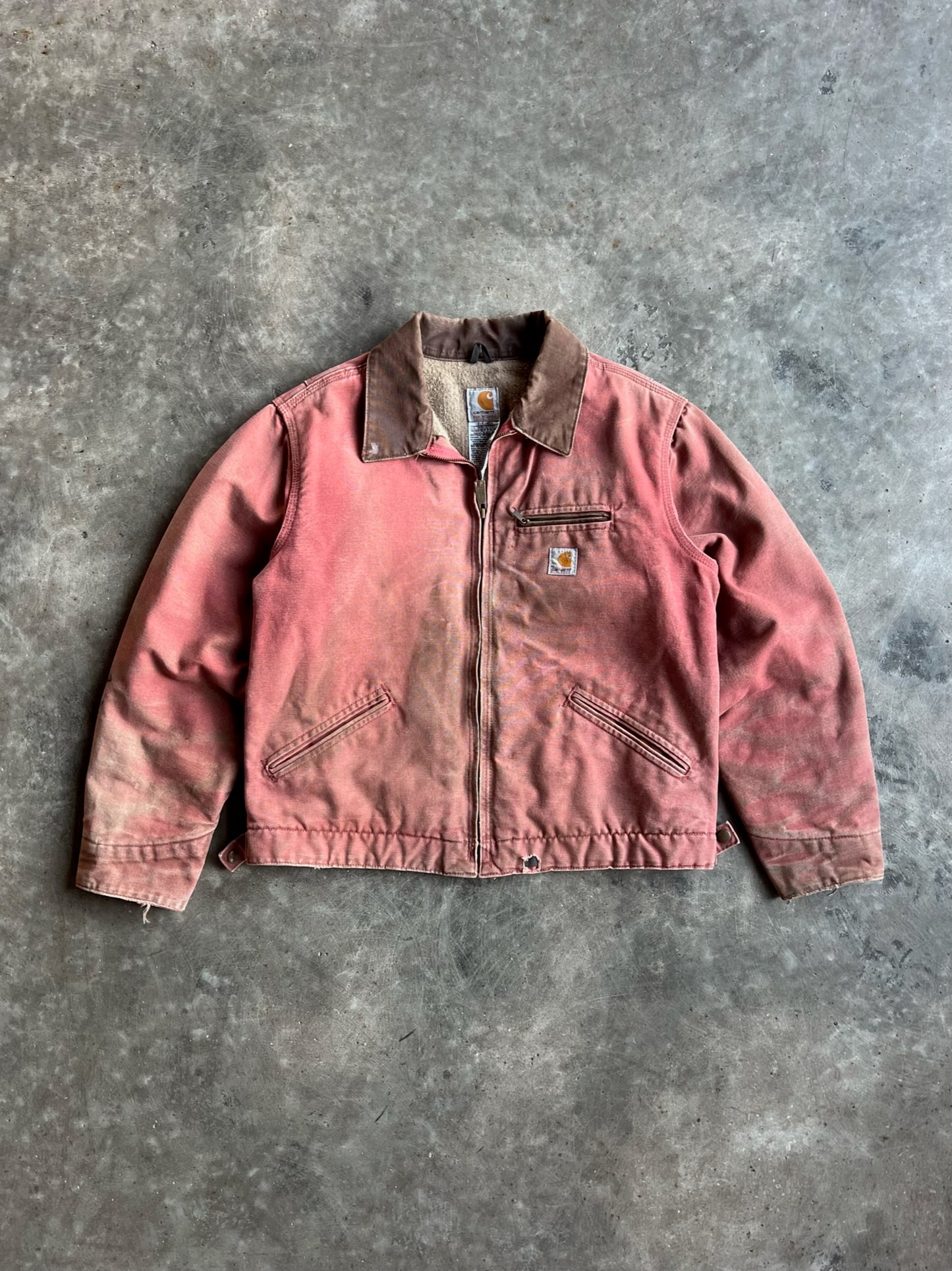 Dusty Pink Flannel Lined Detroit Carhartt Jacket - L