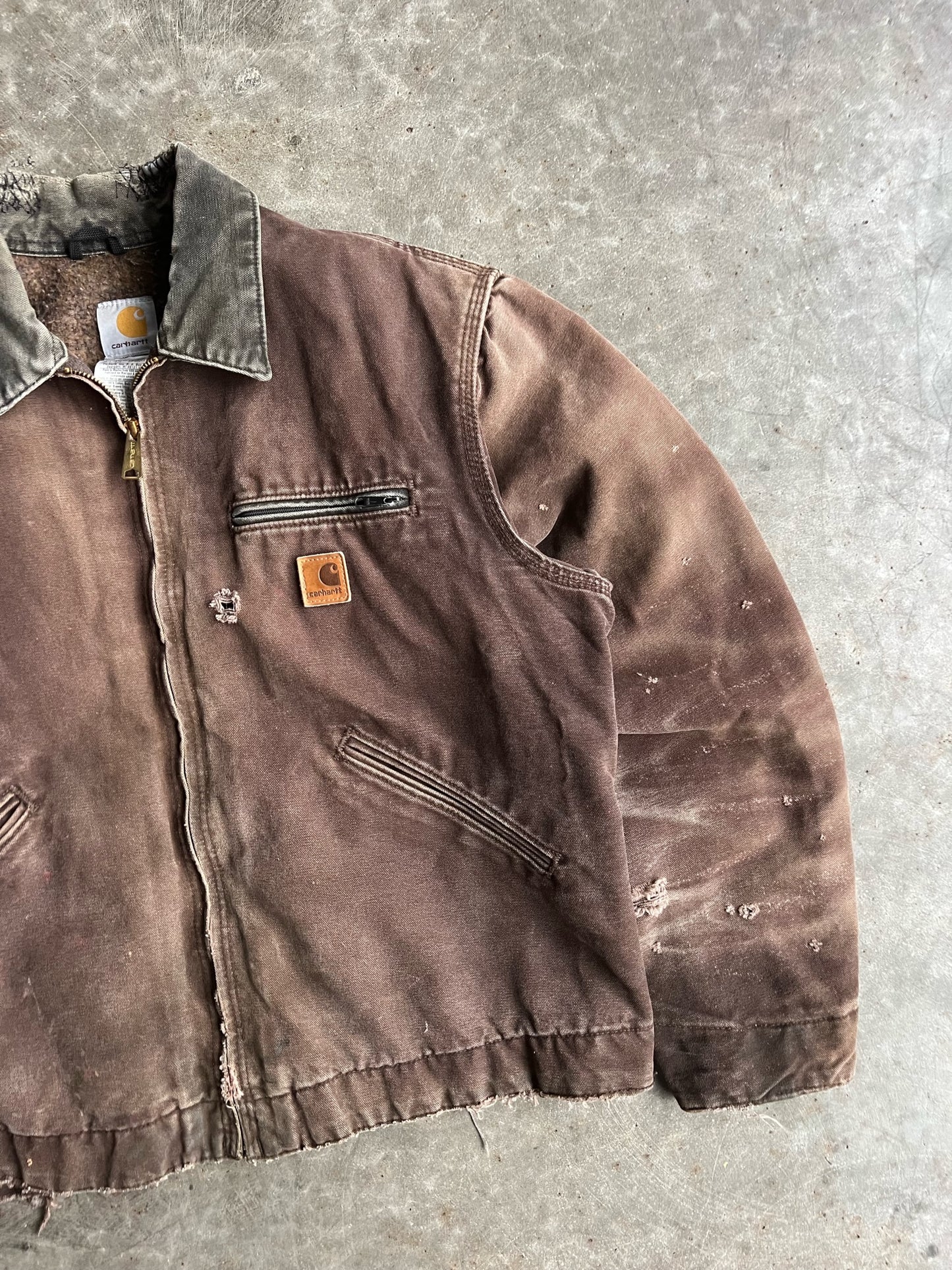 Vintage Brown Flannel Lined Carhartt Detroit Jacket - L