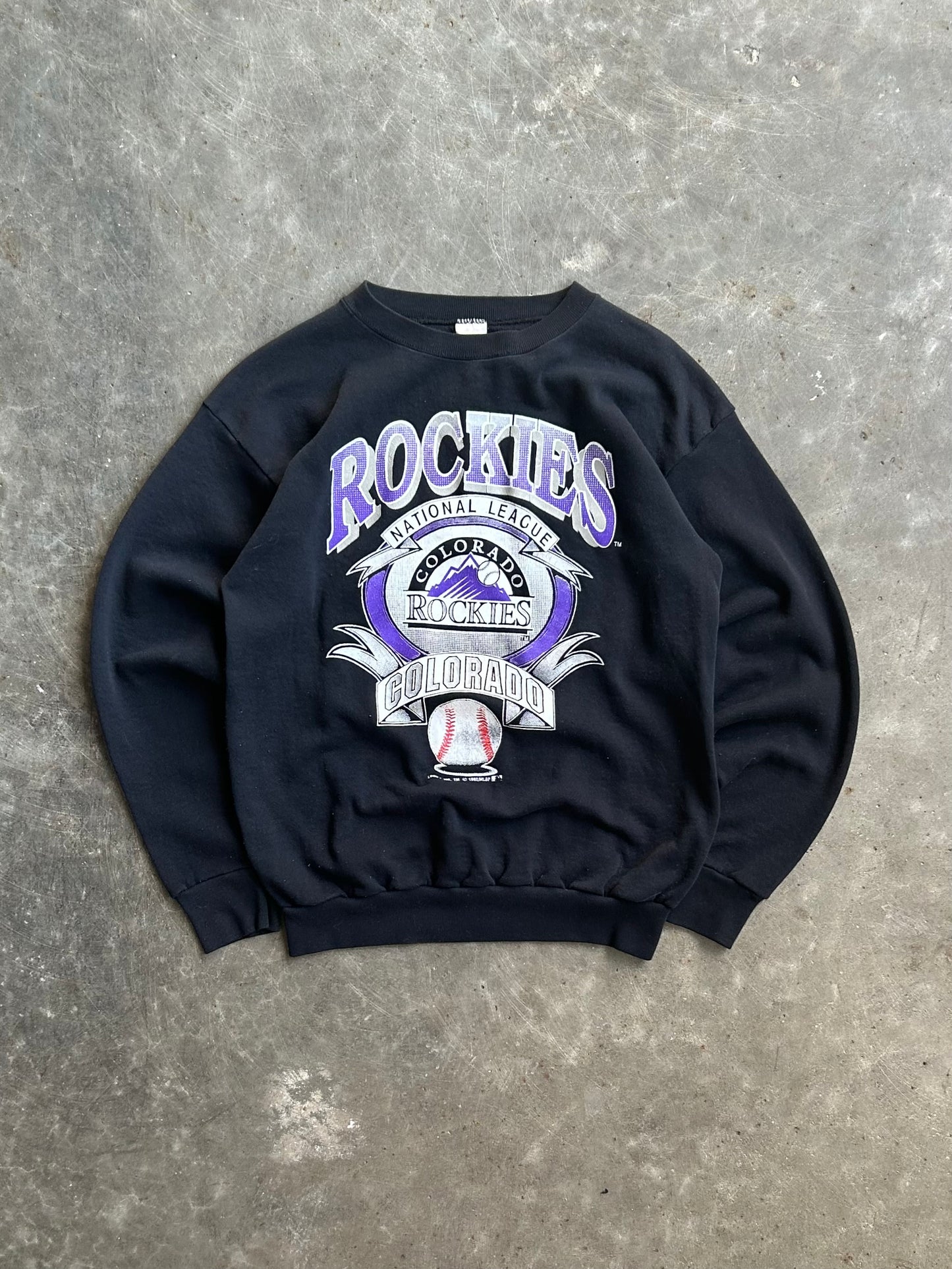 Vintage Black Colorado Rockies Crew - M