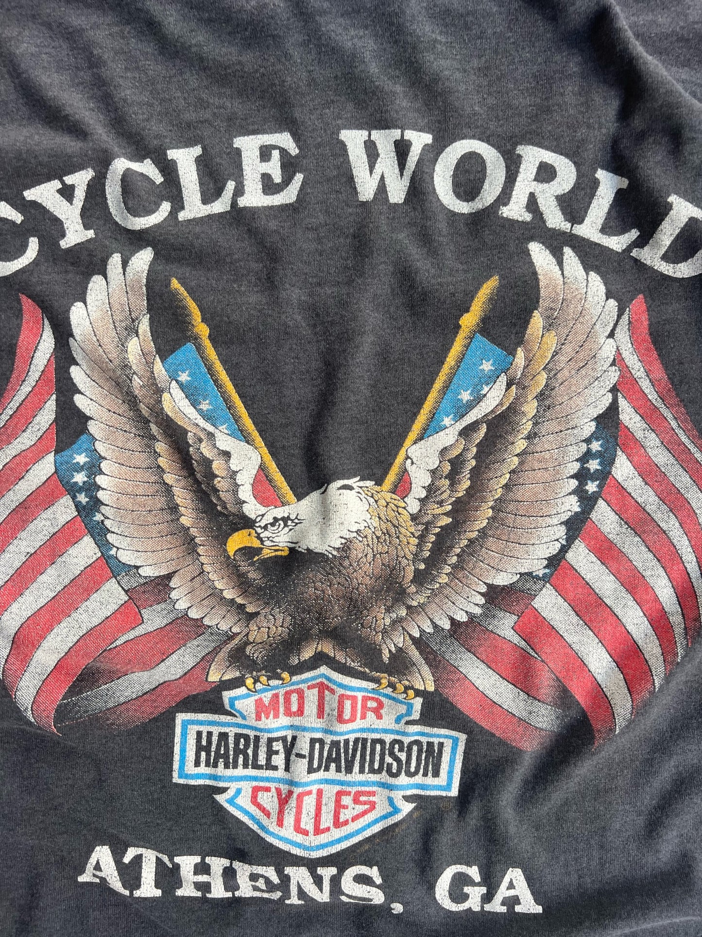 Vintage Dark Grey Harley Davidson Cycle World Shirt - M