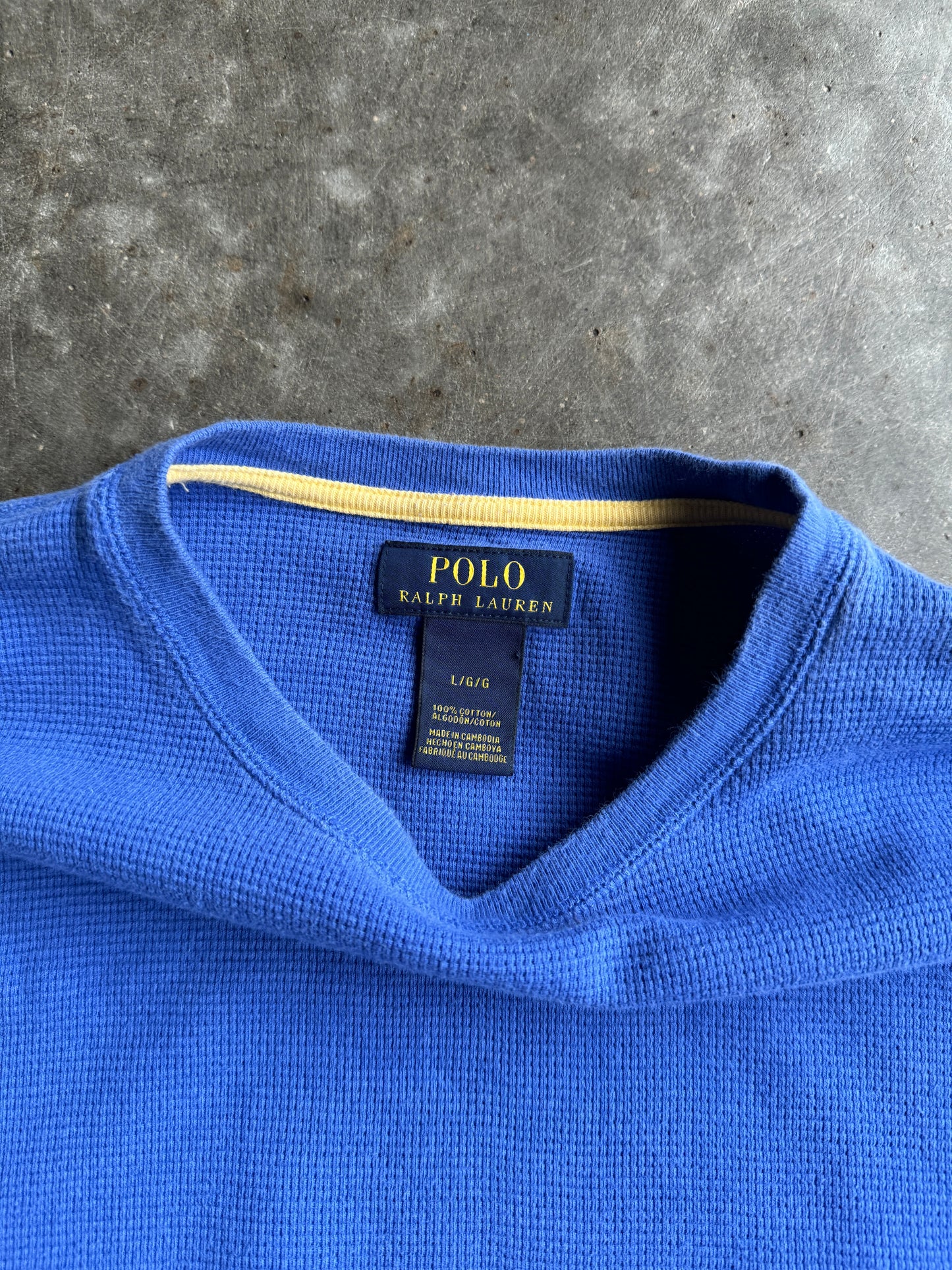 Vintage Cobalt Blue Polo Thermal - L