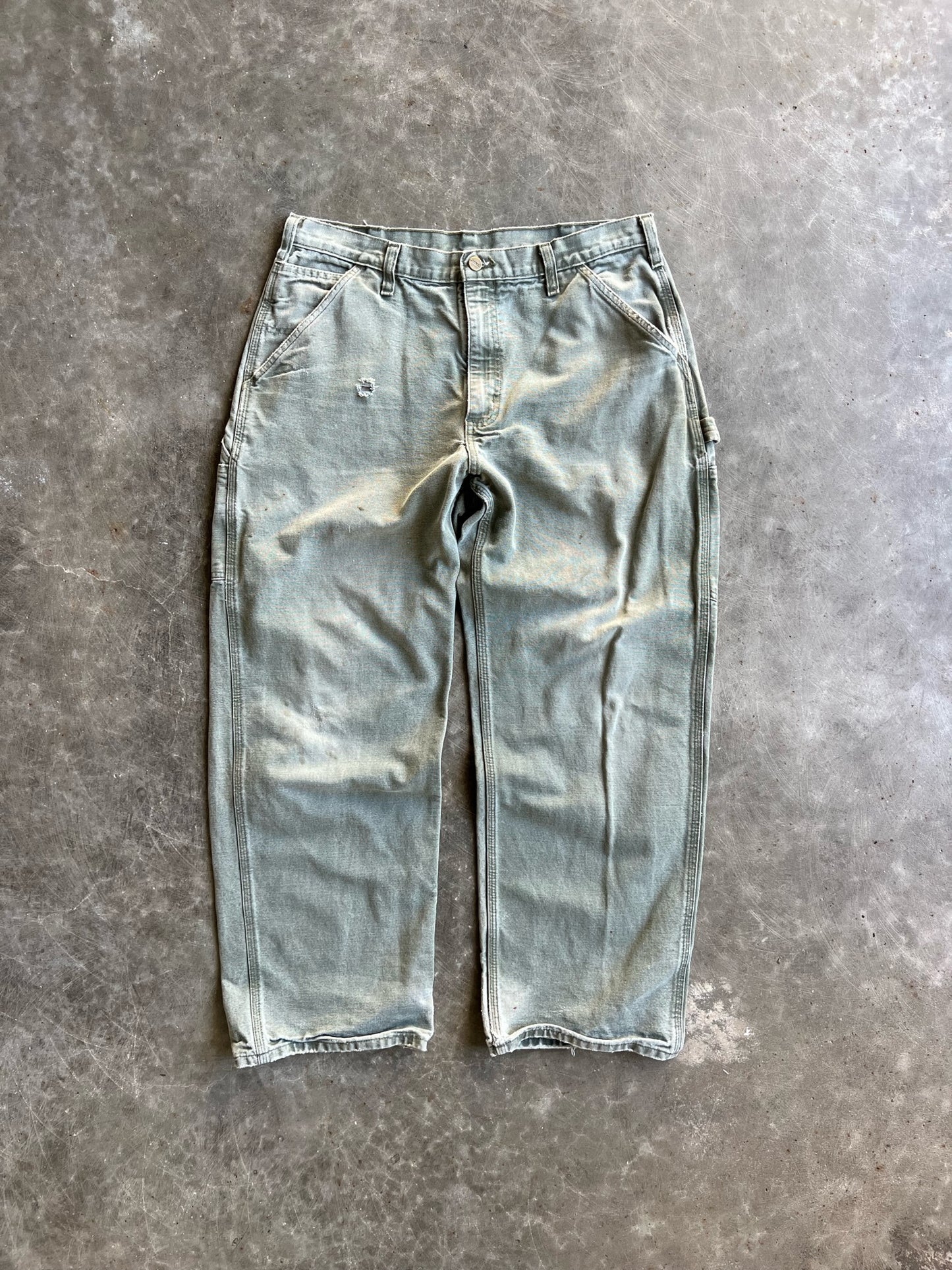 Vintage Faded Green Carhartt Carpenter Pants - 34