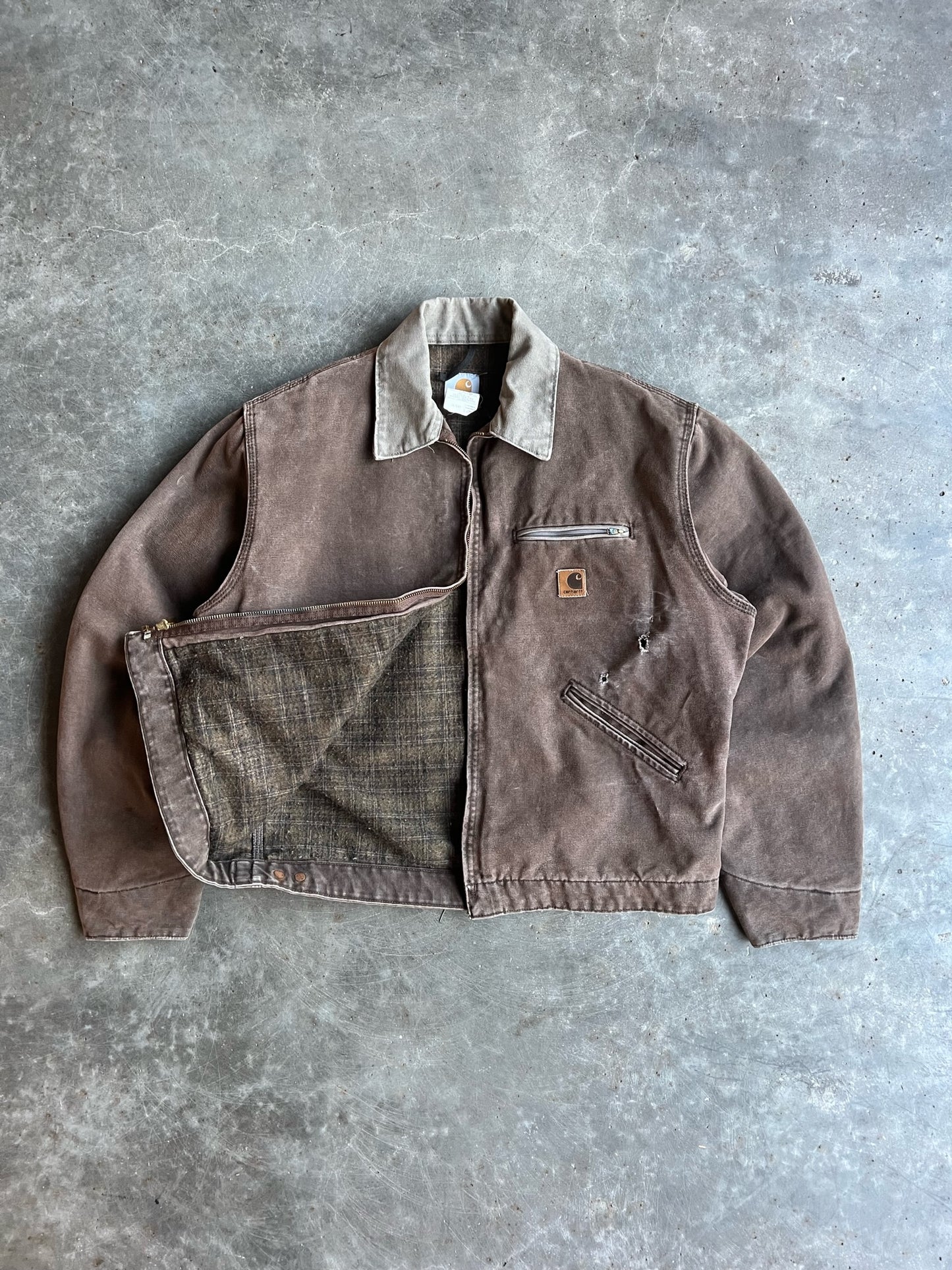 Vintage Brown Flannel Lined Detroit Carhartt Jacket - L