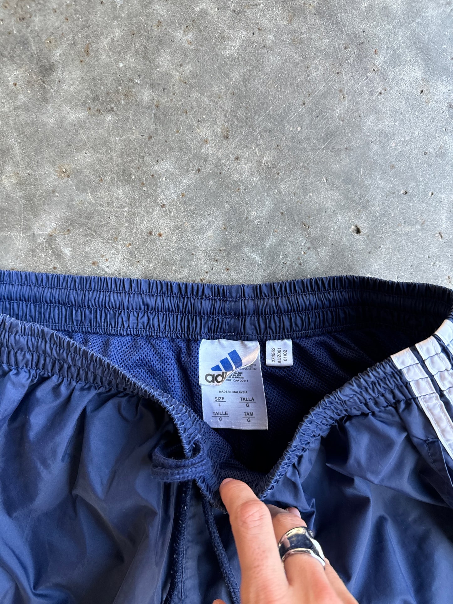 Vintage Navy Striped Adidas Track Pants - L