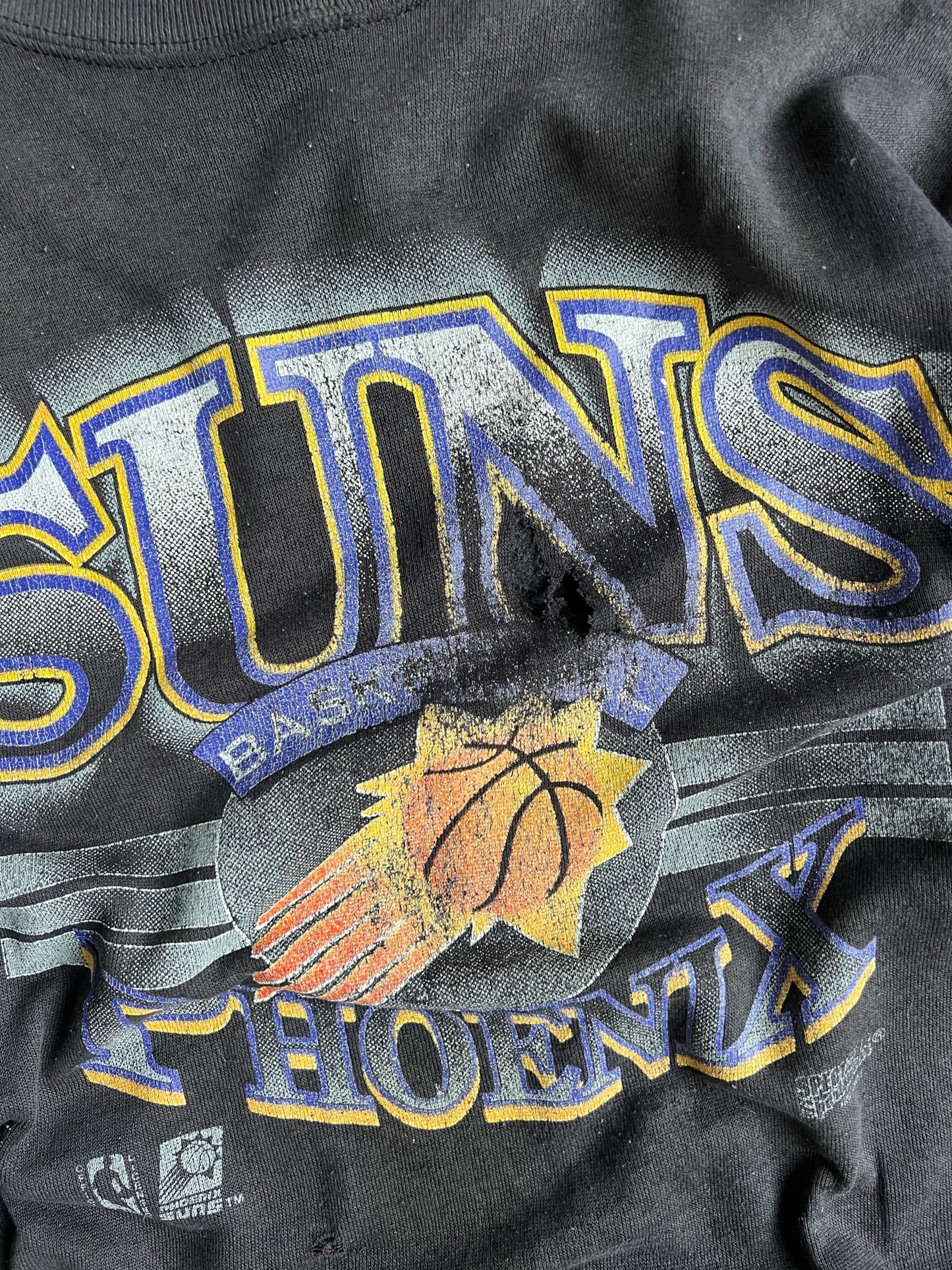 Vintage Black Distressed Phoenix Suns Crew - XL