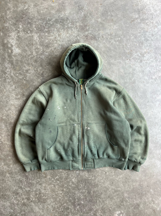 Vintage Green Painted Thermal Lined Zip Up - XL