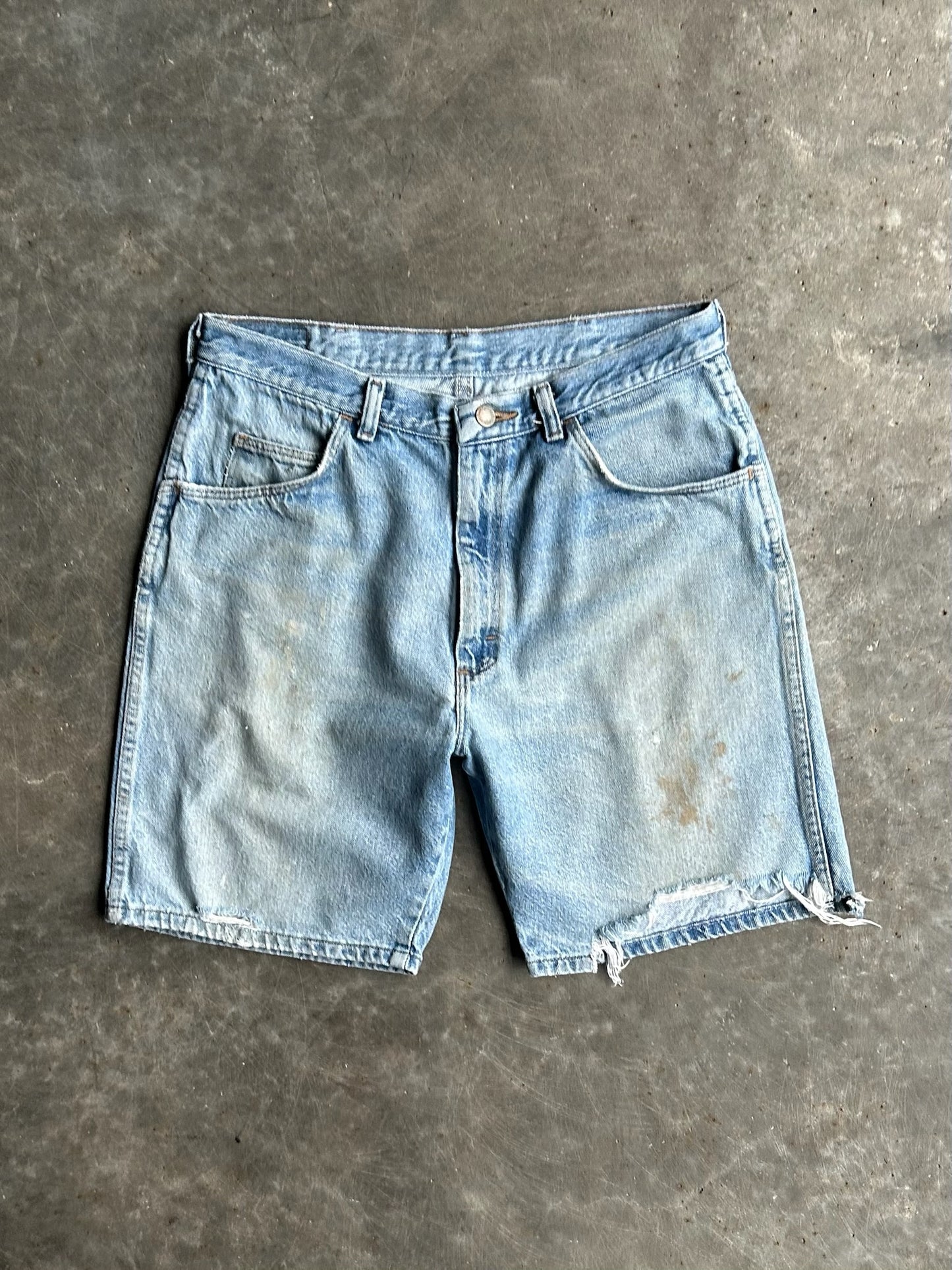 Vintage Light Wash Faded Wrangler Denim Shorts - 32