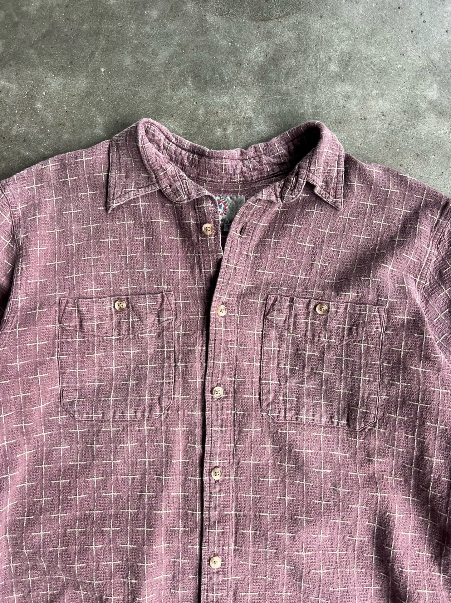 Vintage Mauve Pattern Cropped Button Up - L