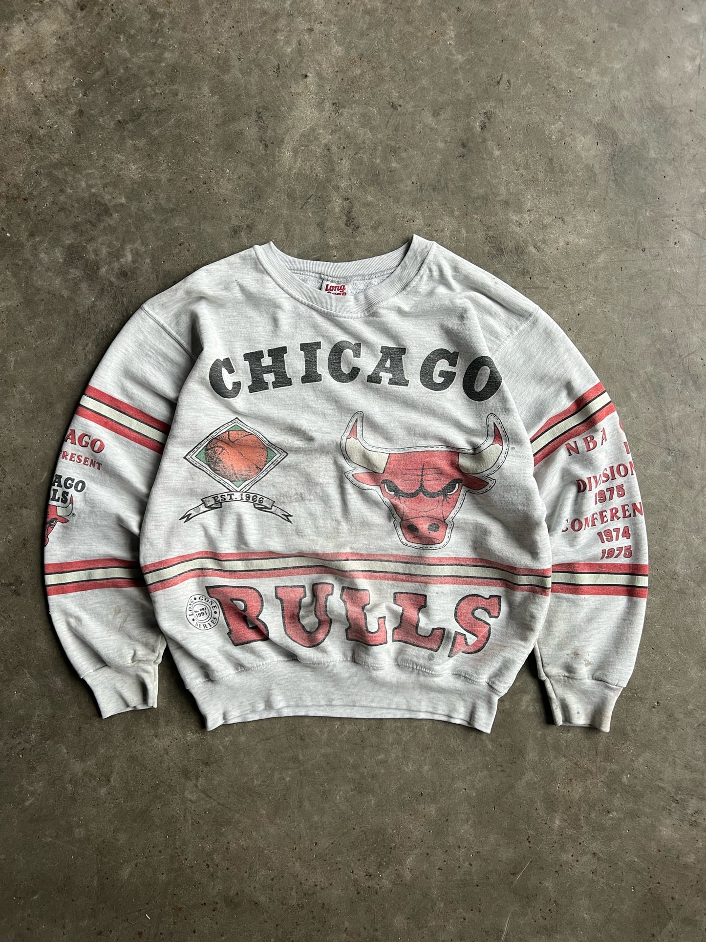 Vintage Faded Chicago Bulls Long Gone Crew - L