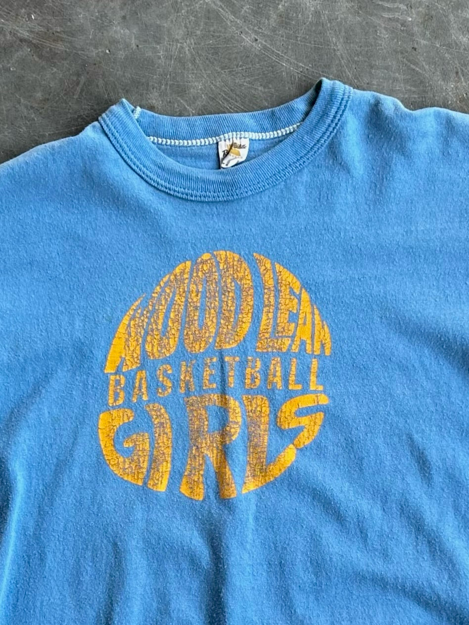 Vintage Faded Wood Lean Basketball Girls Tee - L