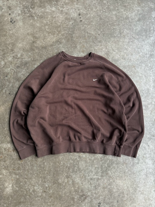 Vintage Brown Mini Swoosh Nike Crew - XL