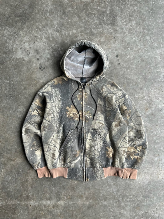 Vintage Camo Distressed Zip Up - L