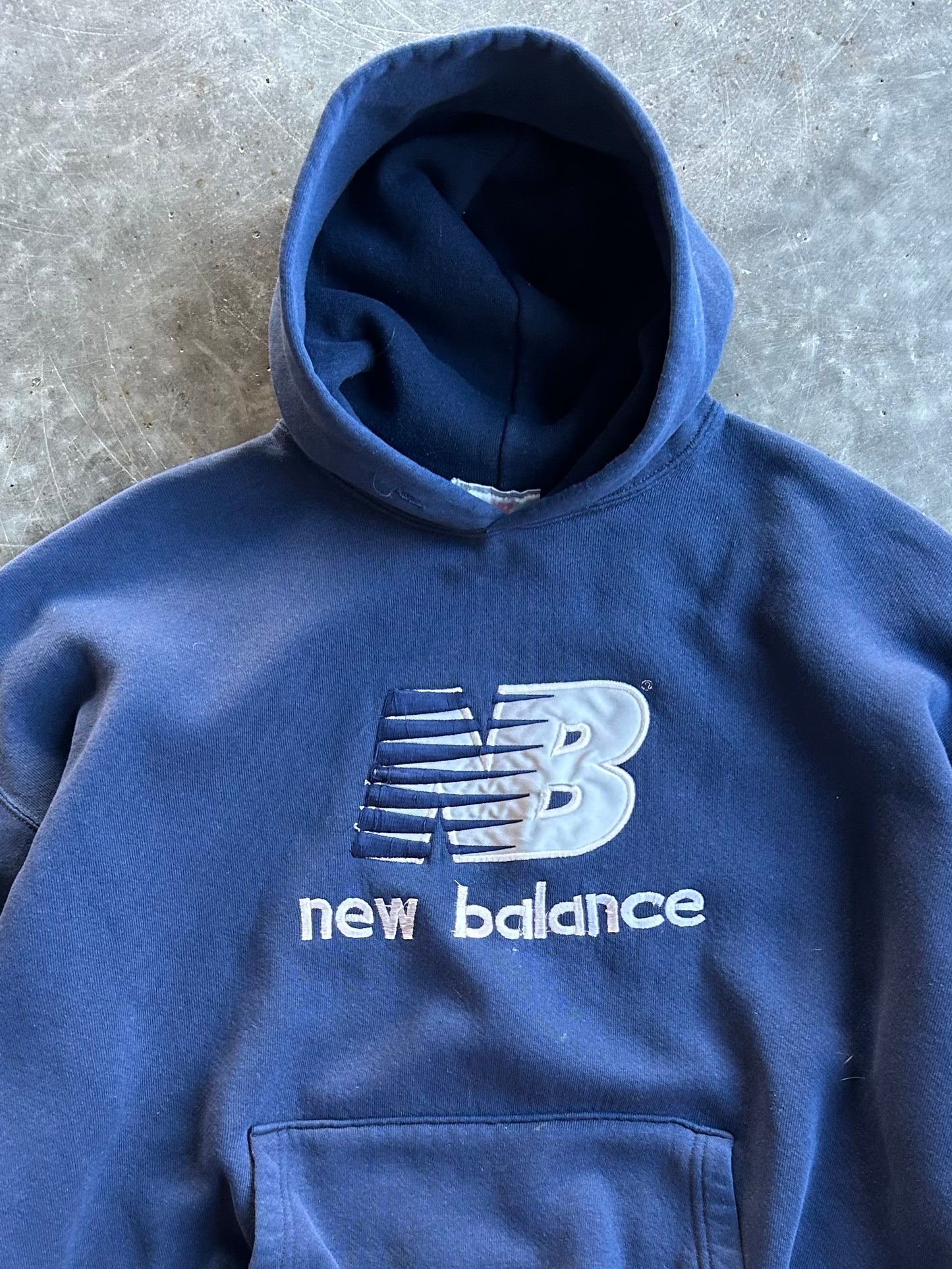 Vintage Navy Blue New Balance Hoodie - XL