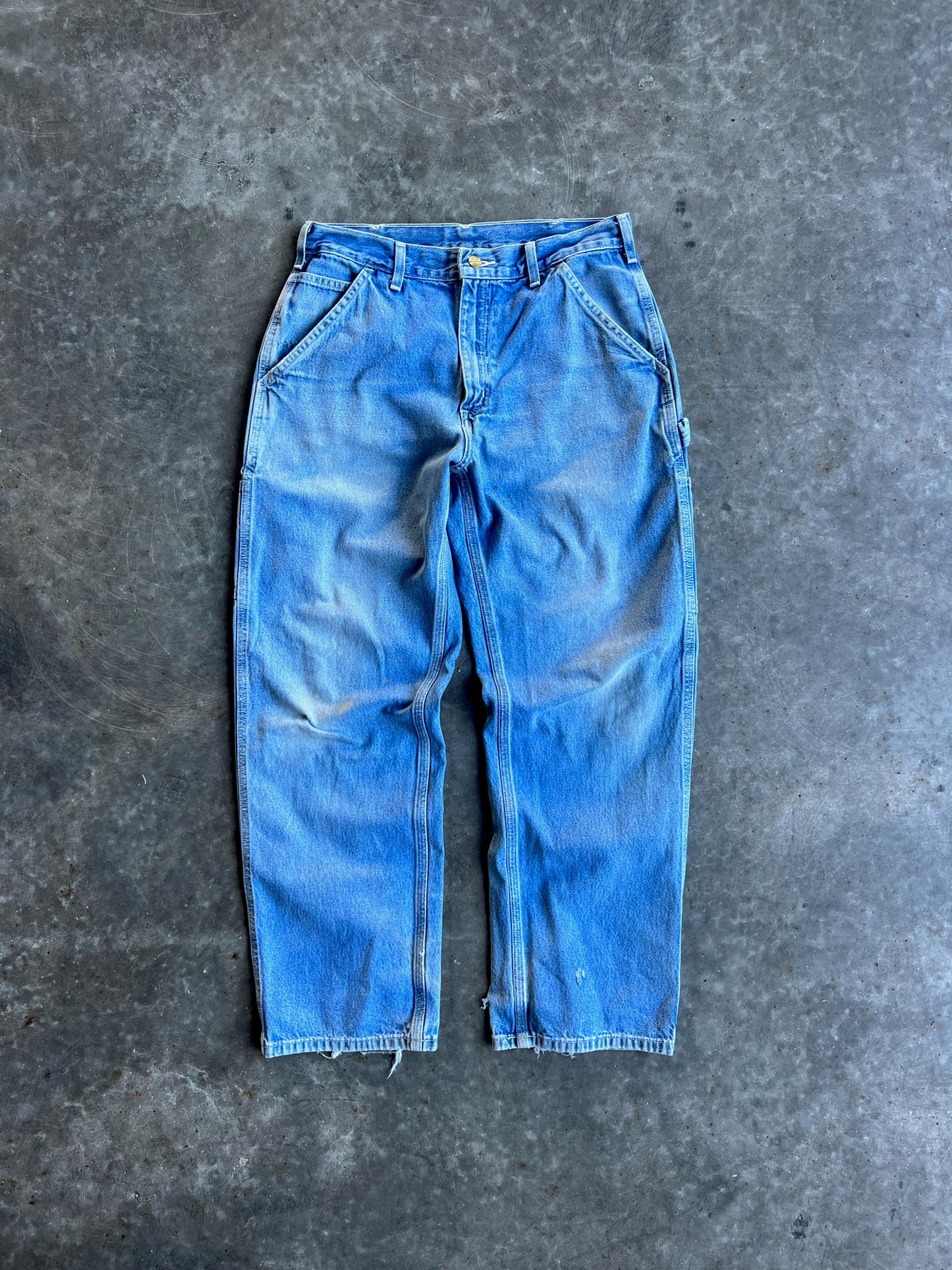 Vintage Faded Medium Wash Carhartt Carpenter Pants - 32