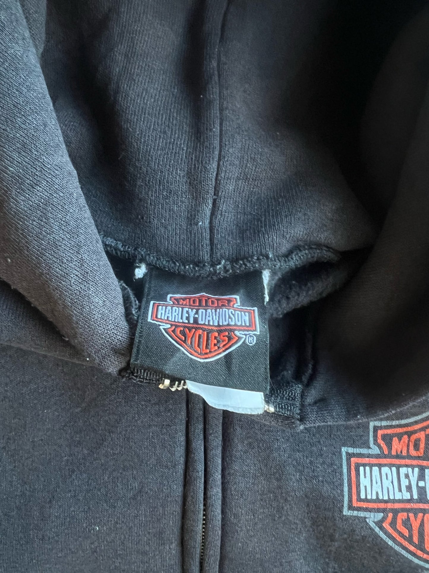 Vintage Black Painted Harley Davidson Tripp's Zip Up Hoodie - XL