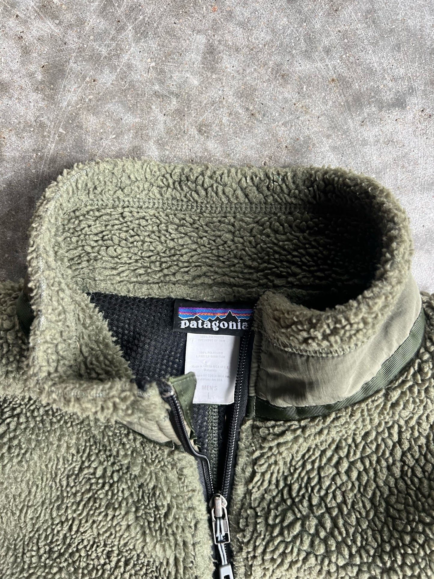 Vintage Dark Green Patagonia Fleece Zip Up - L