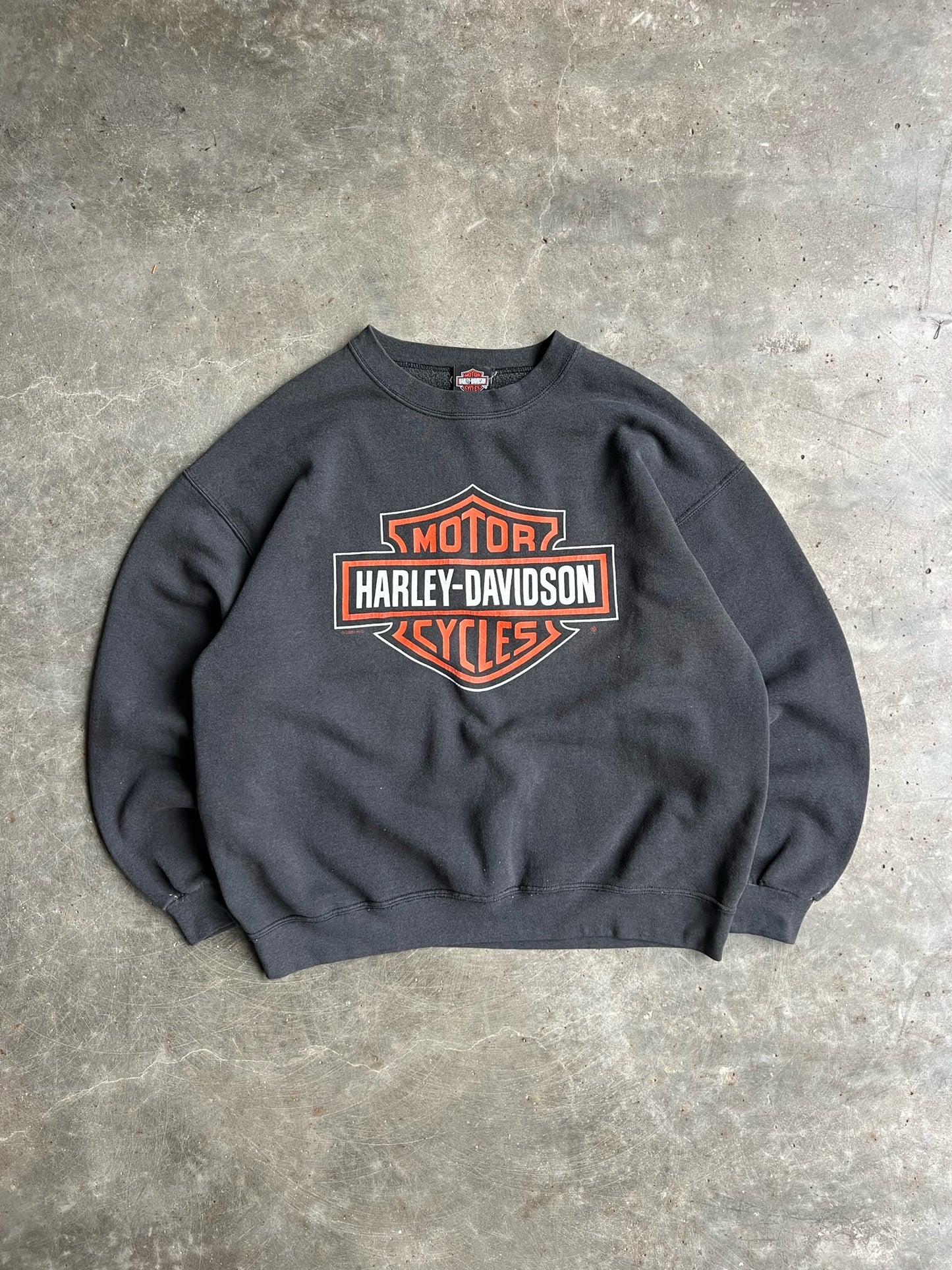 Vintage Black Harley Davidson Motorcycles Crew - L