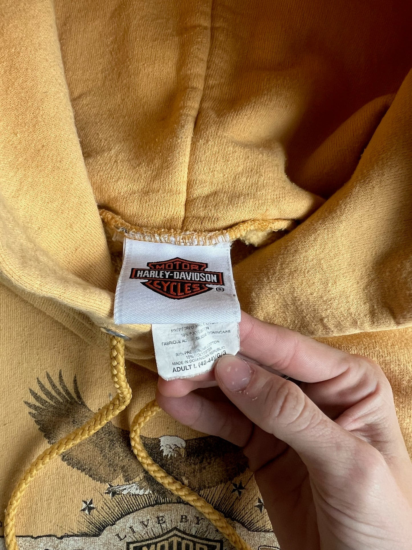 Vintage Yellow Harley Davidson Hoodie - L