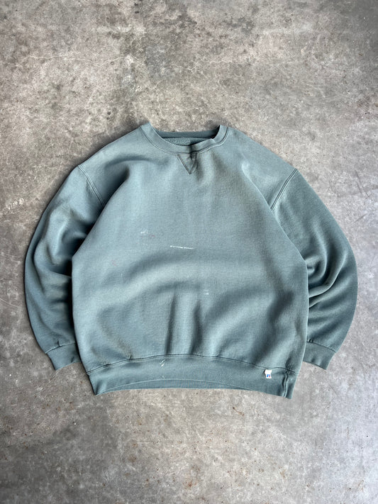 Vintage Teal Faded Boxy Russell Crewneck - XL