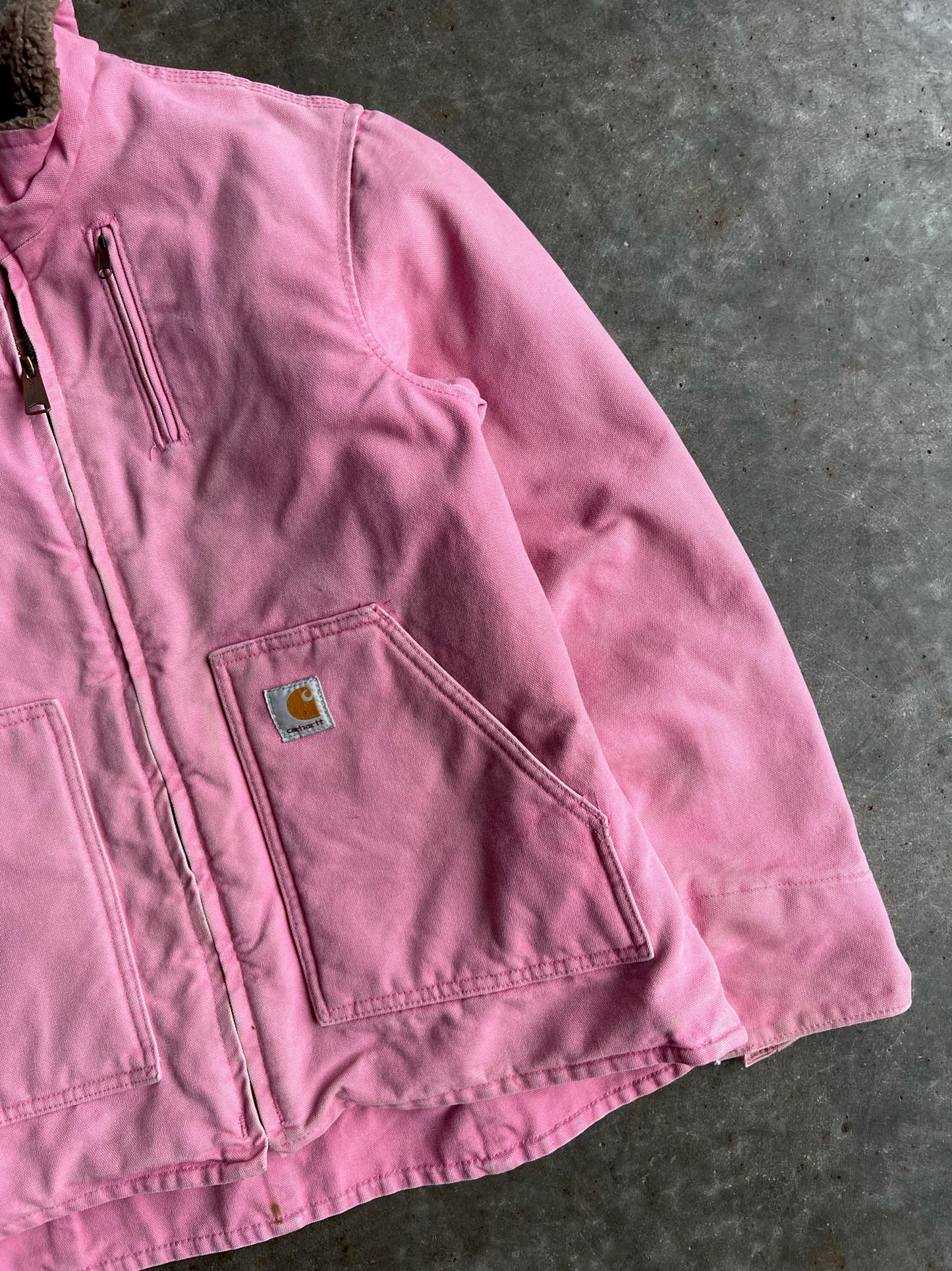 Vintage Baby Pink Fleece Lined Carhartt Jacket - M