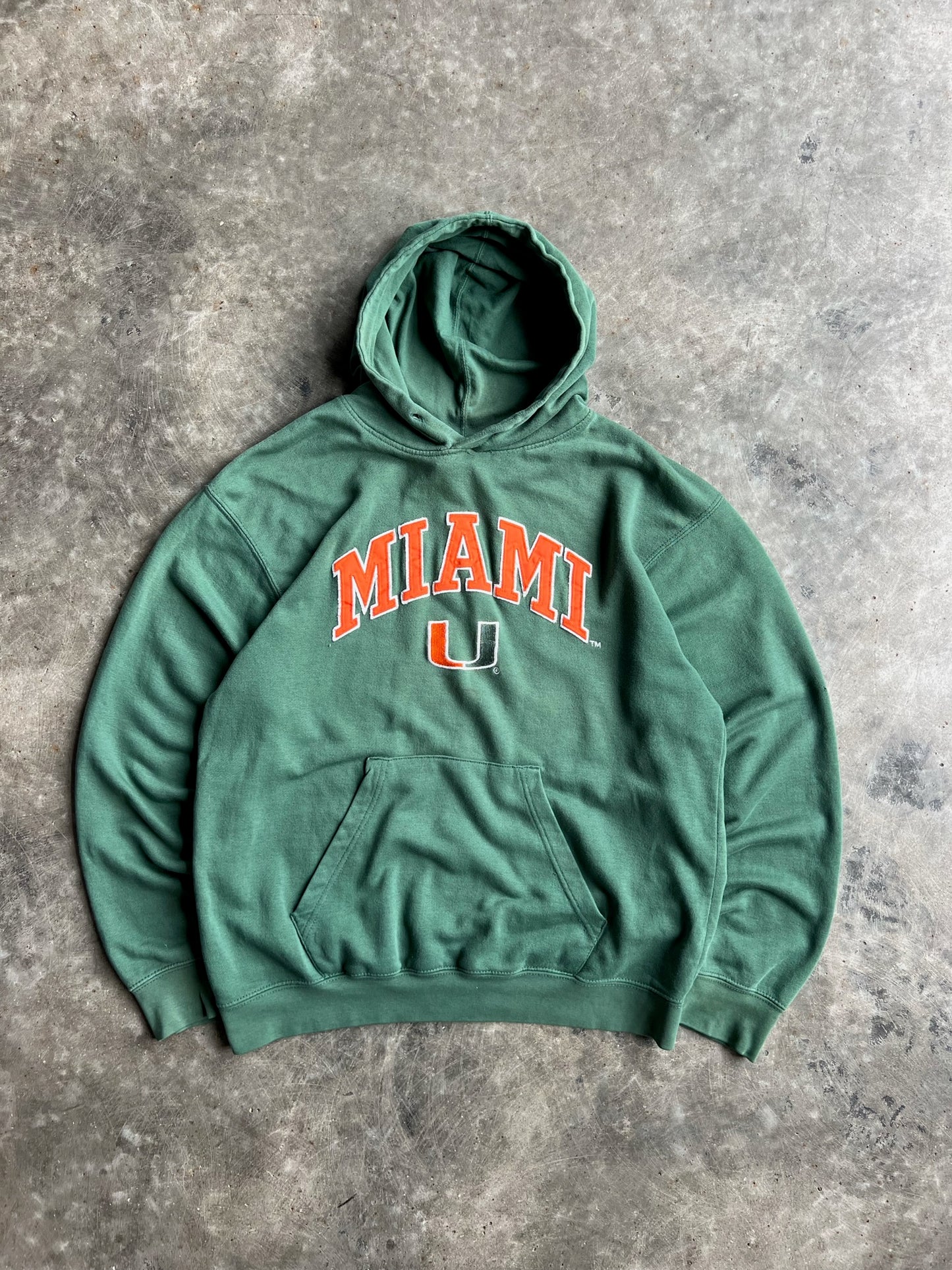 Vintage Green University Of Miami Hoodie - XL