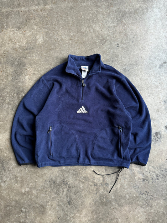 Vintage Navy Adidas Fleece Quarter Zip - XXL