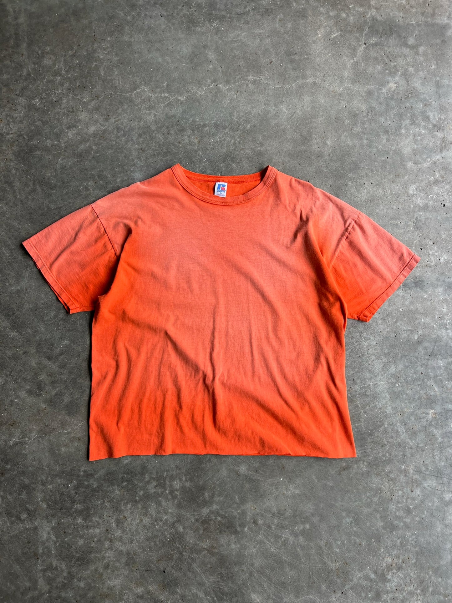 Vintage Faded Orange Cropped Russell Shirt - XL