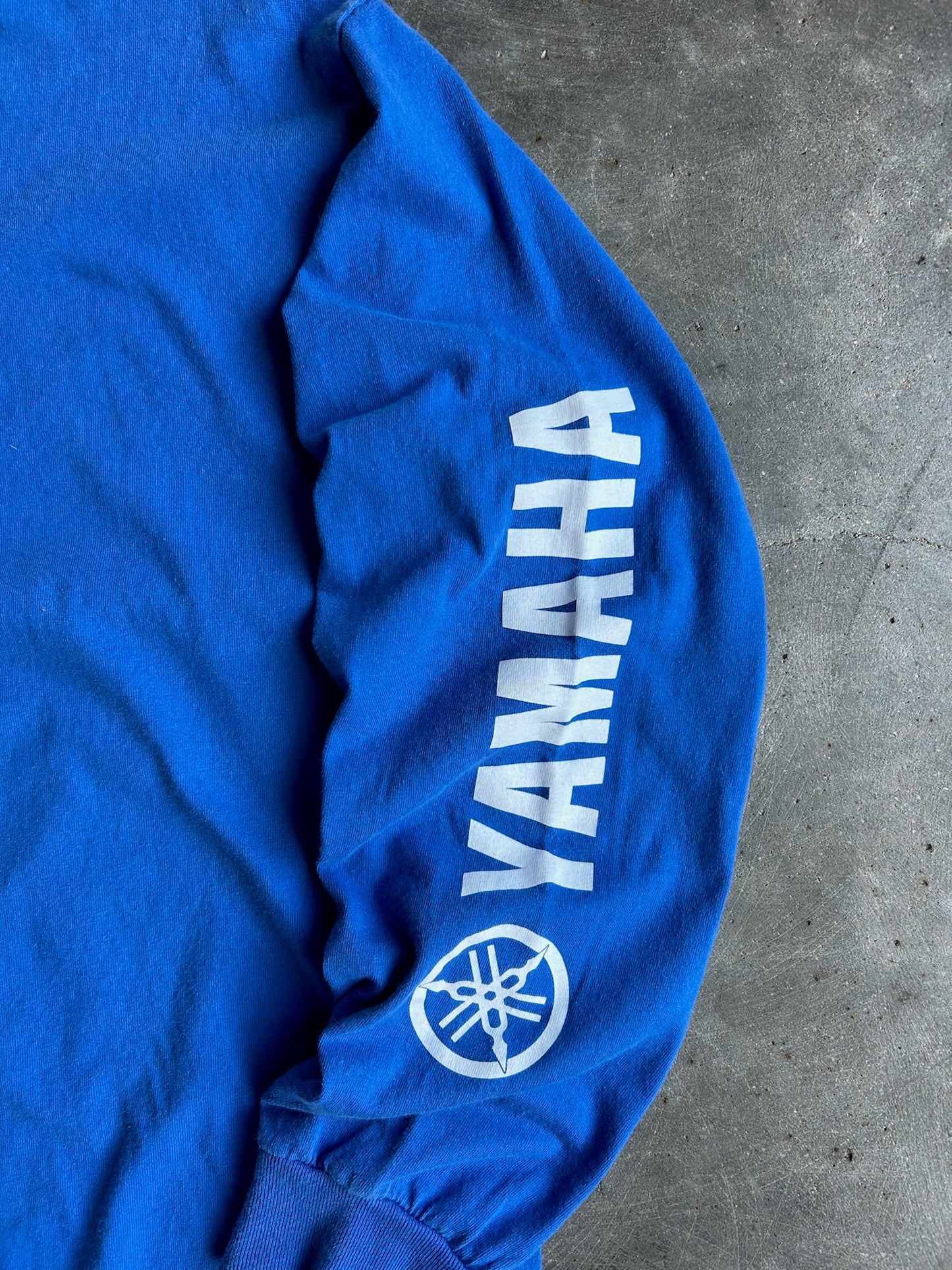 Vintage Blue Cropped Yamaha Long Sleeve Shirt - L