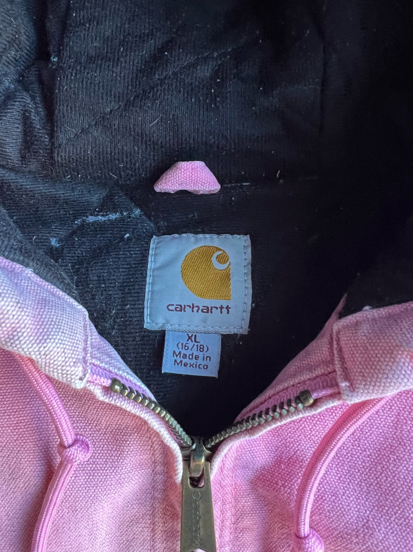 Vintage Baby Pink Hooded Carhartt Jacket - XL