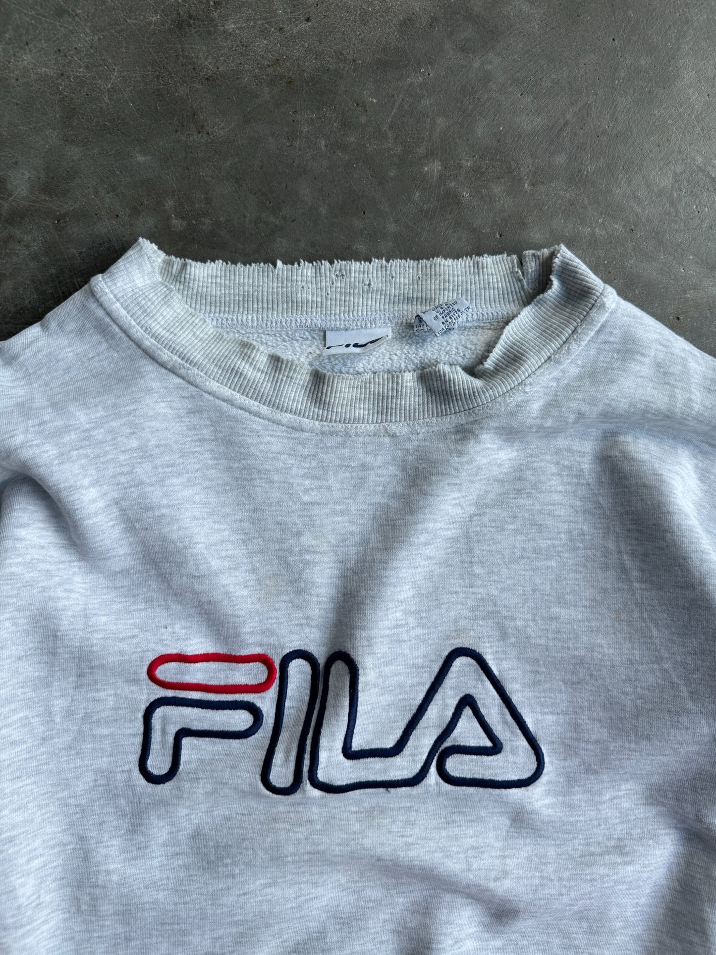 Vintage Light Grey Fila Crew - XL