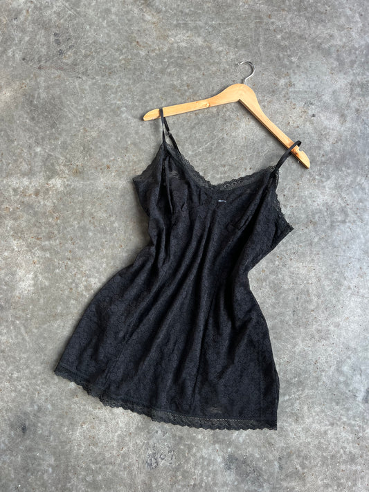 Black Lace Mini Dress - L