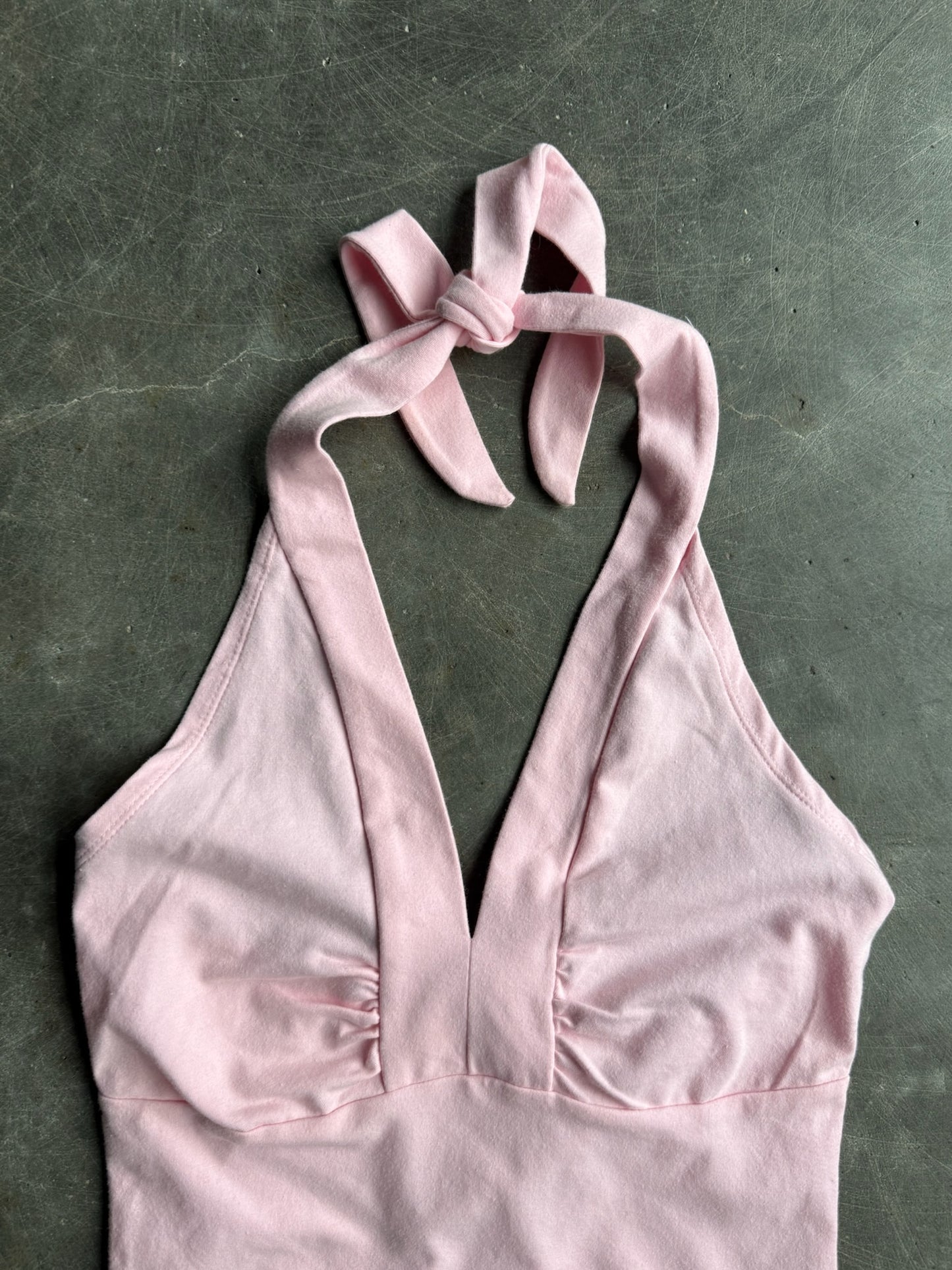 Vintage Baby Pink Tie Ambiance Halter Top - S