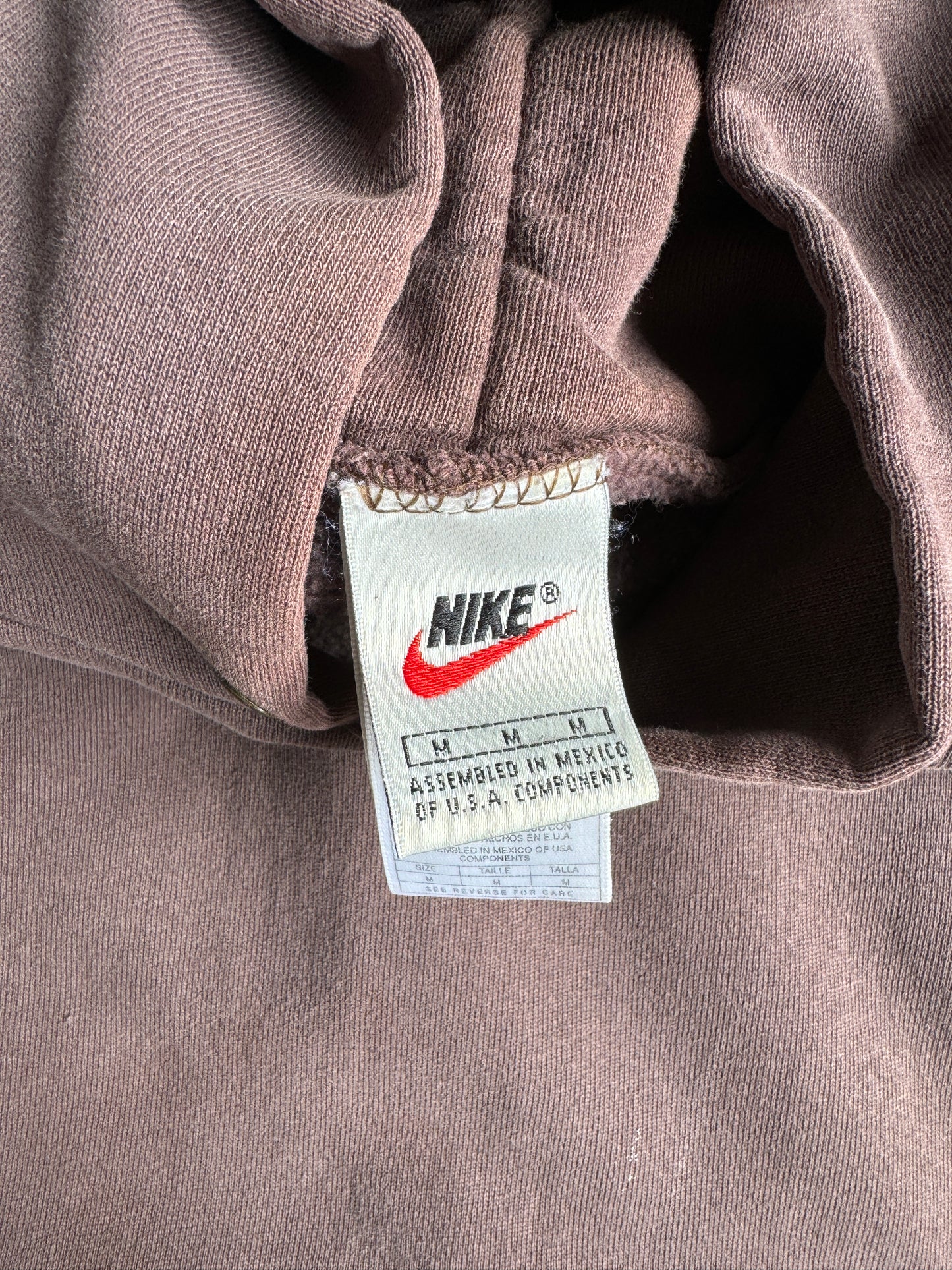 Vintage Brown Mini Swoosh Nike Hoodie - M