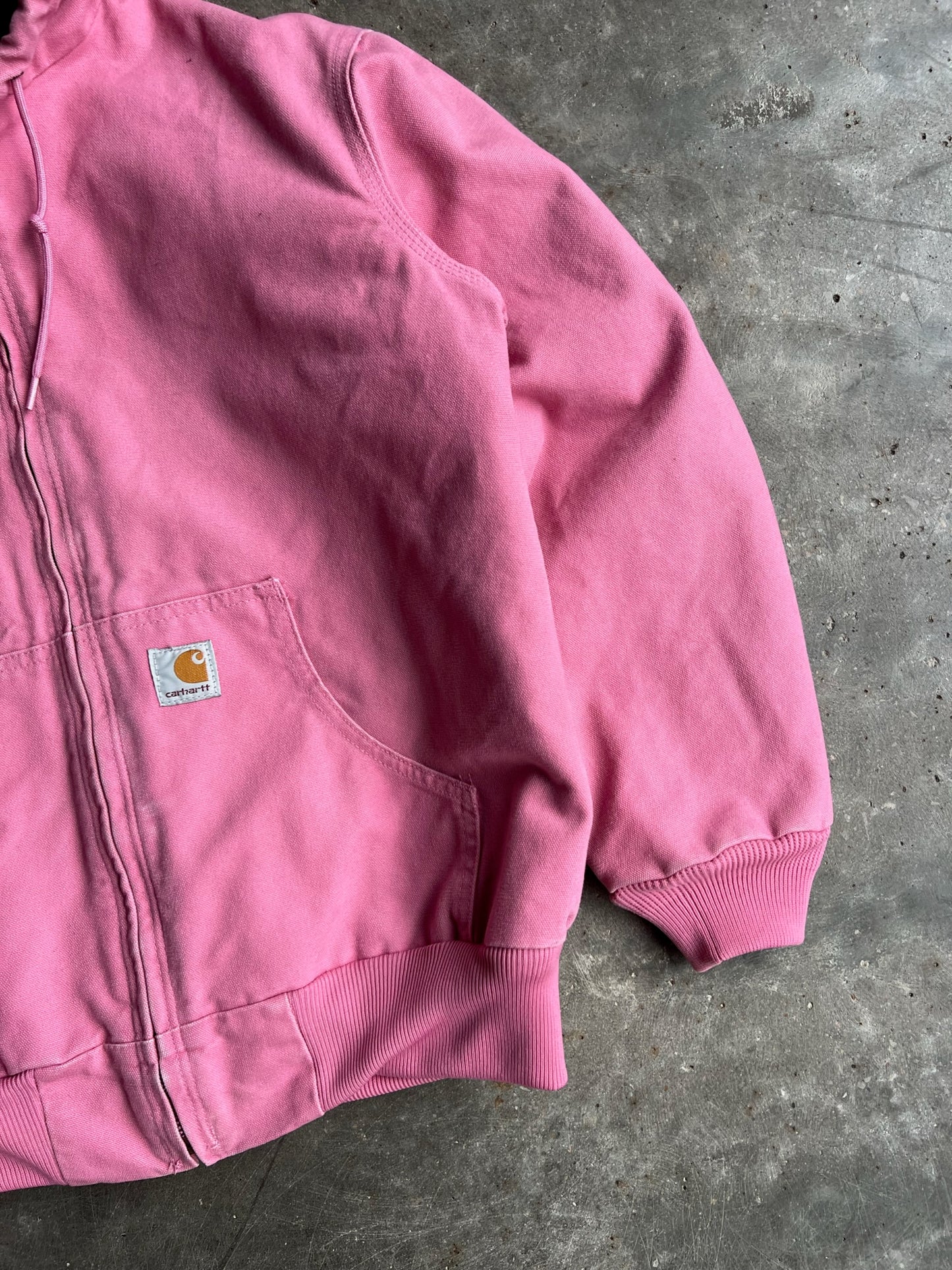 Vintage Baby Pink Hooded Carhartt Jacket - M