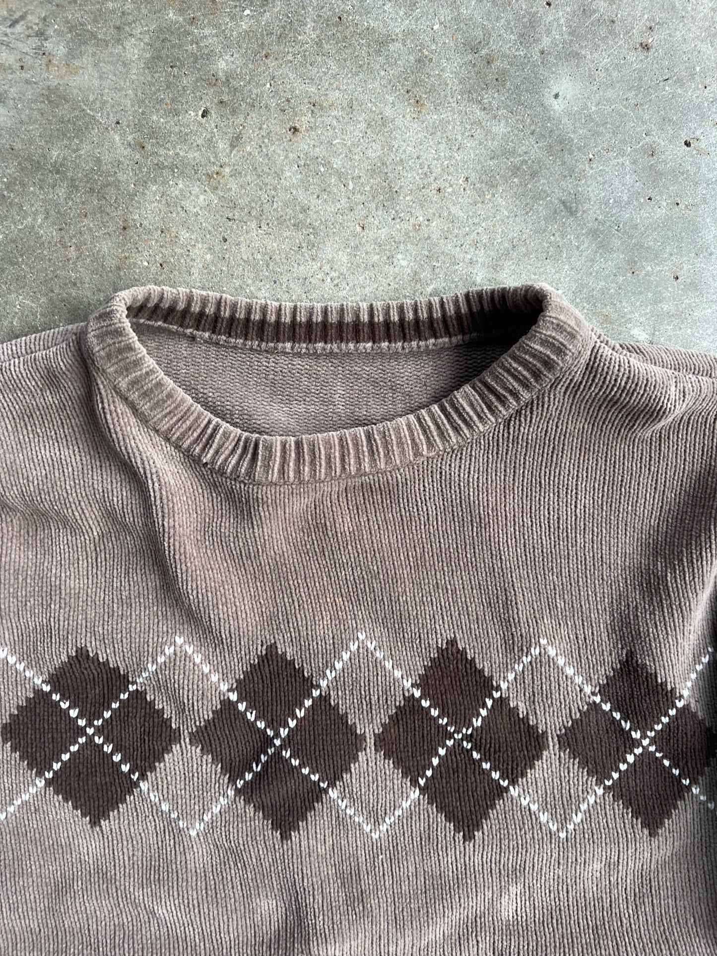 Vintage Brown Argyle Sweater - L