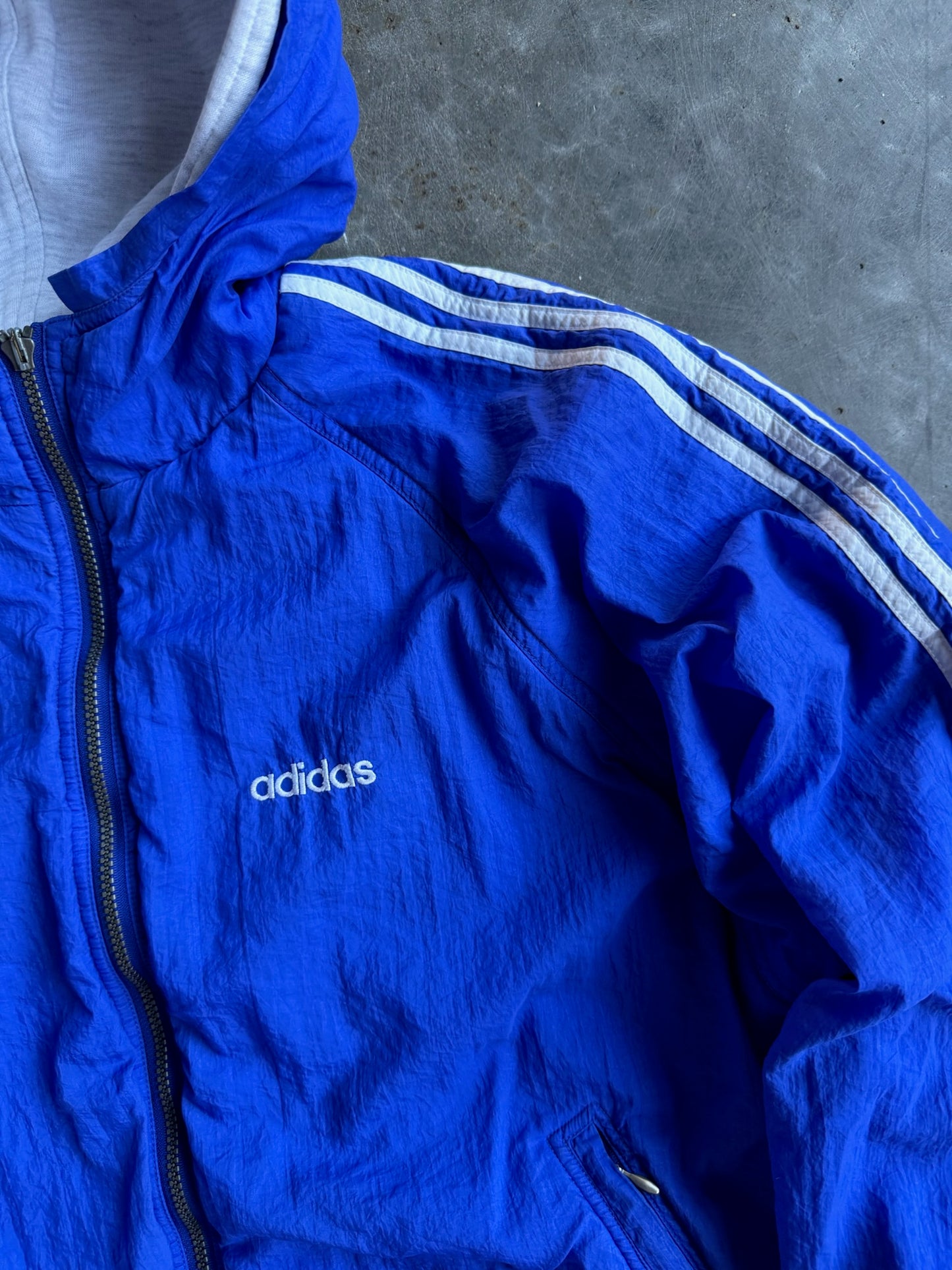 Vintage Royal Blue Adidas Zip Up Windbreaker Jacket - L