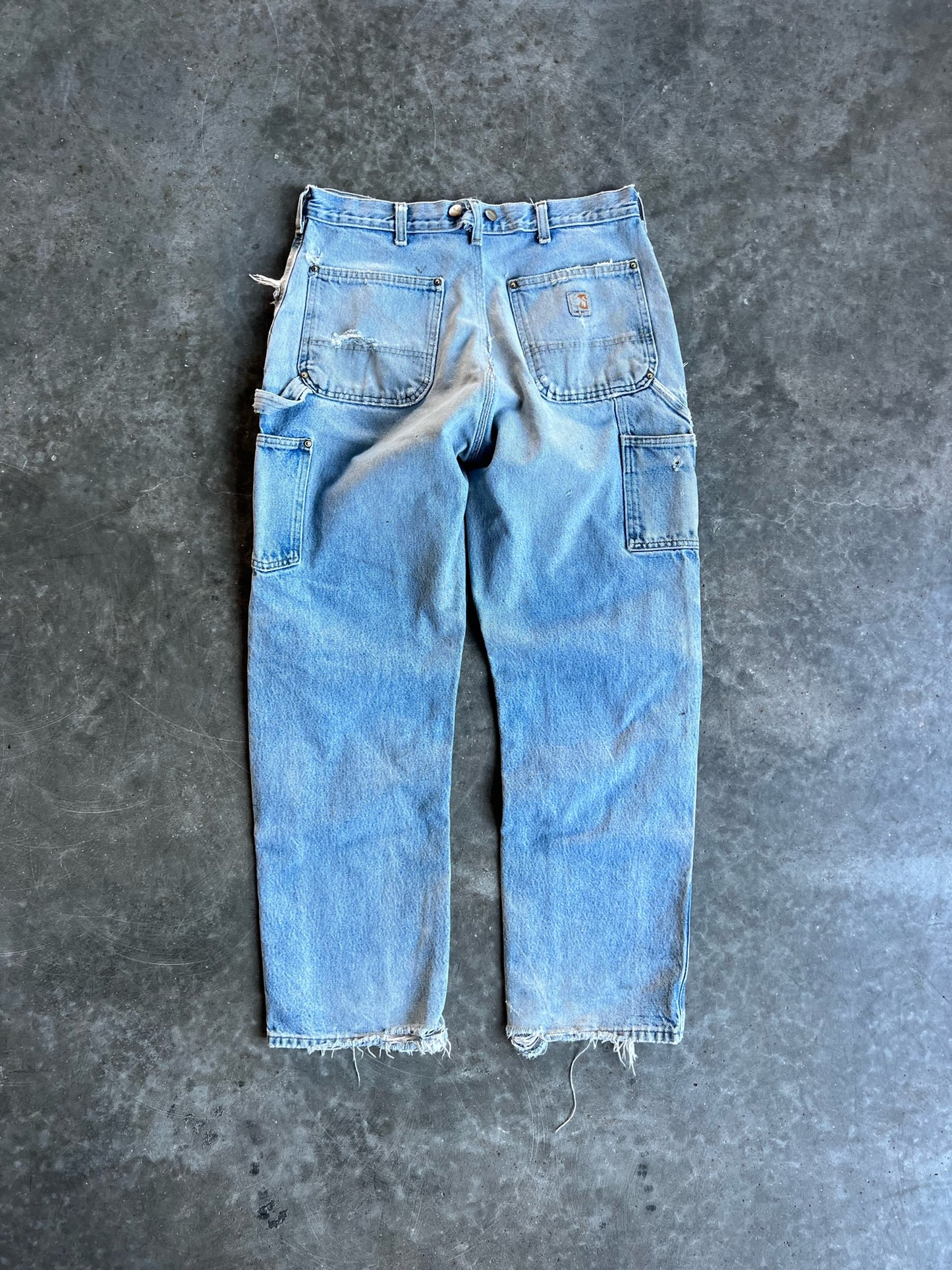 Vintage Distressed Light Wash Carhartt Double Knee Pants - 34