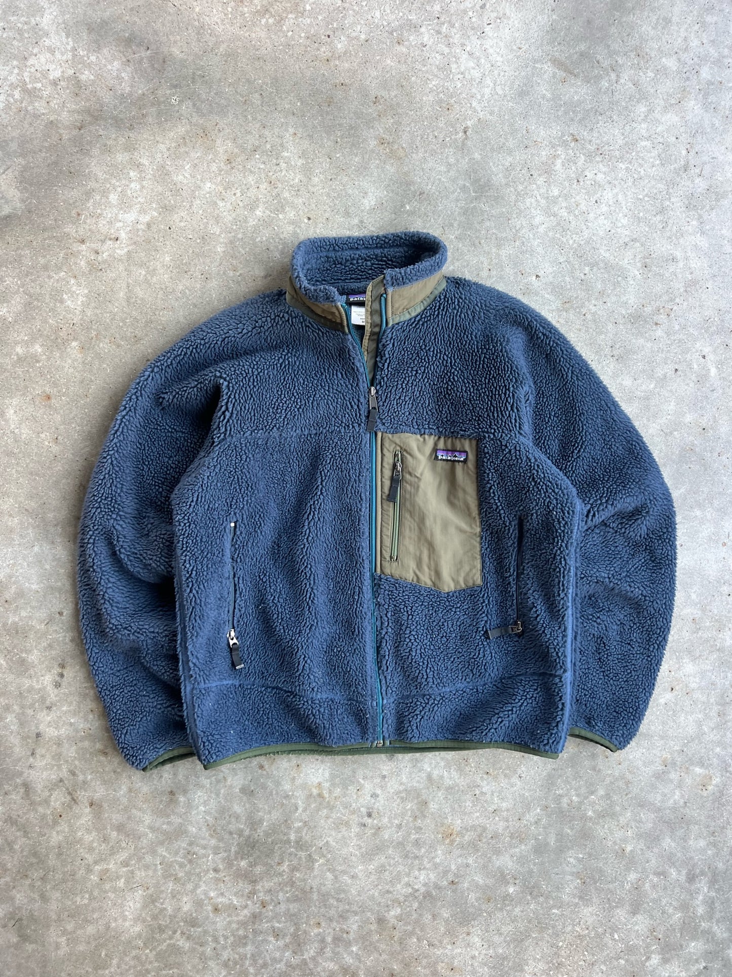 Vintage Navy Fleece Patagonia Zip Up - M