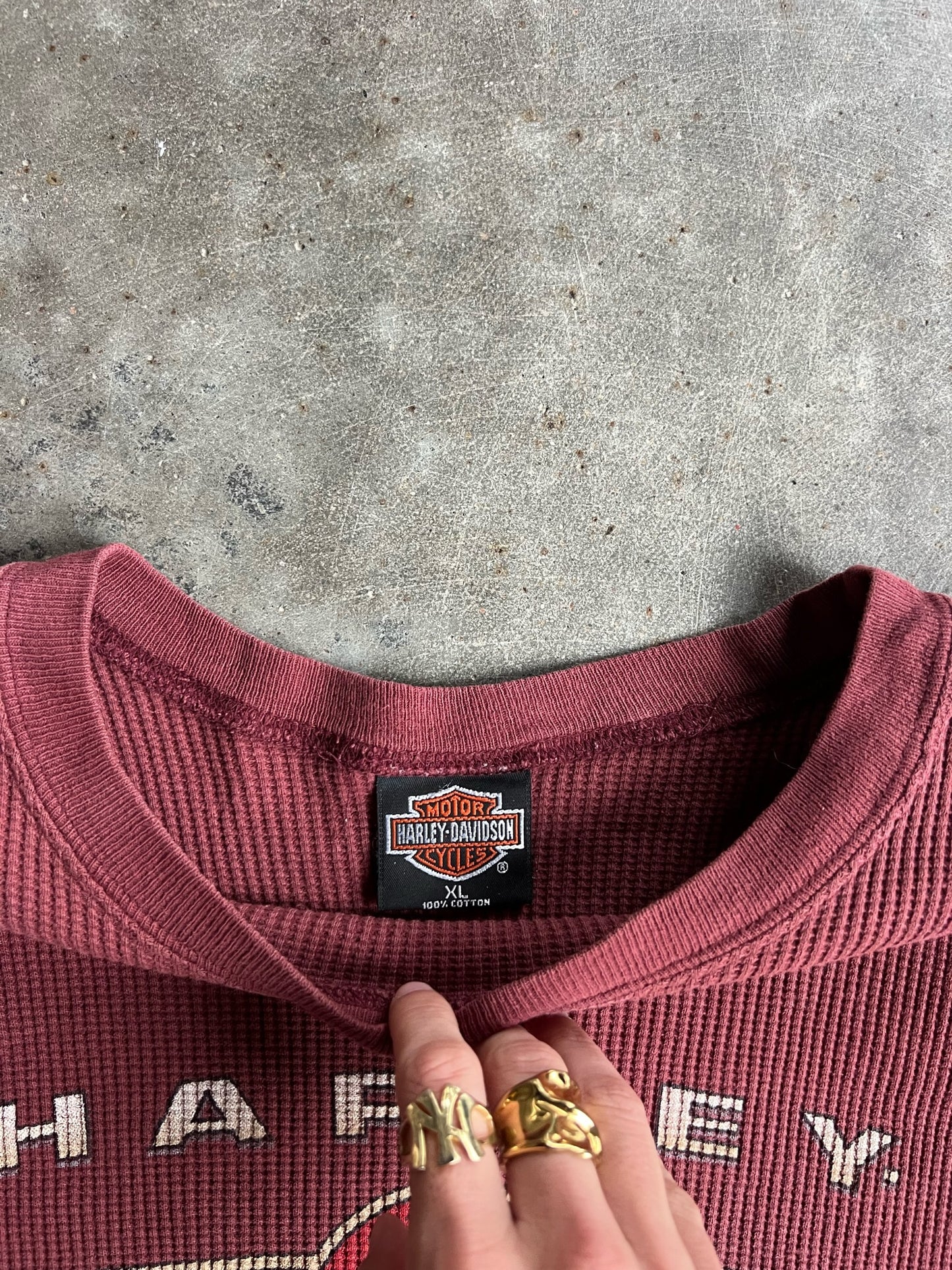 Vintage Red Harley Davidson Thermal - XL