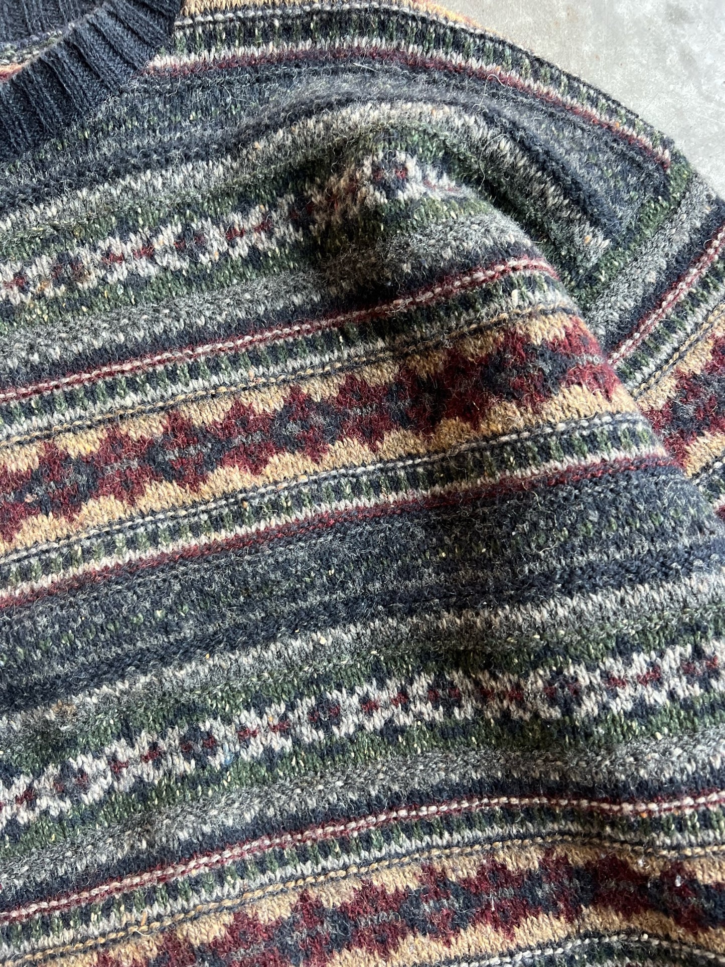 Vintage Pattern Knit Sweater - XL