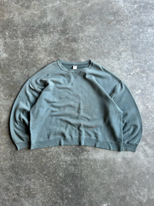 Vintage Olive Green Blank Russell Crew - XXL