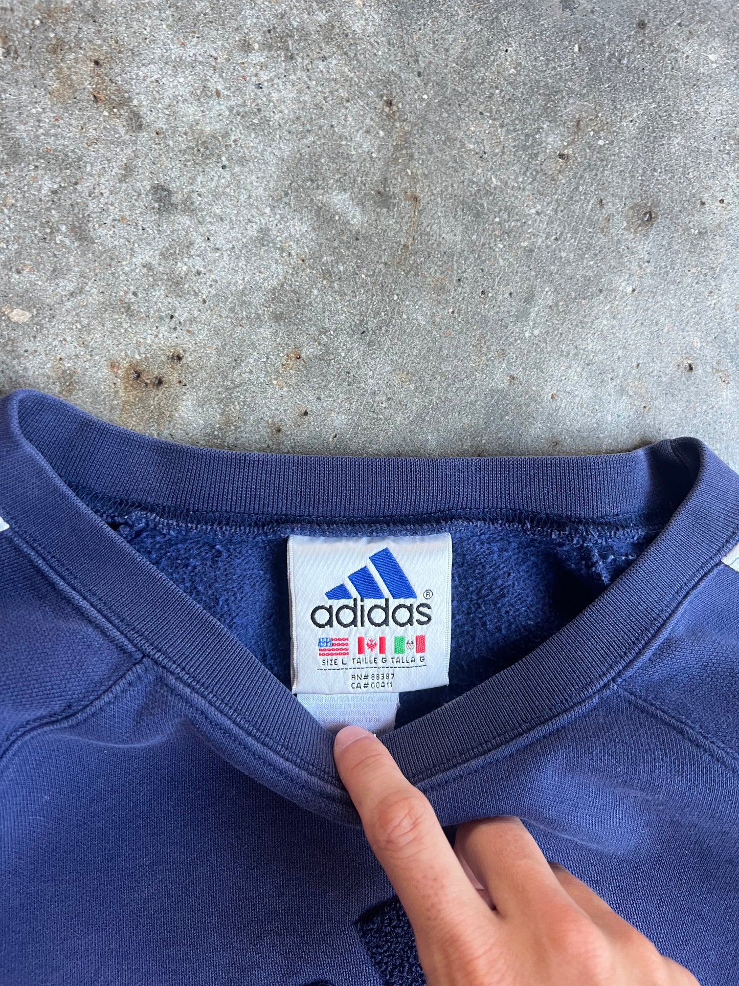 Vintage Navy Adidas Crew - L